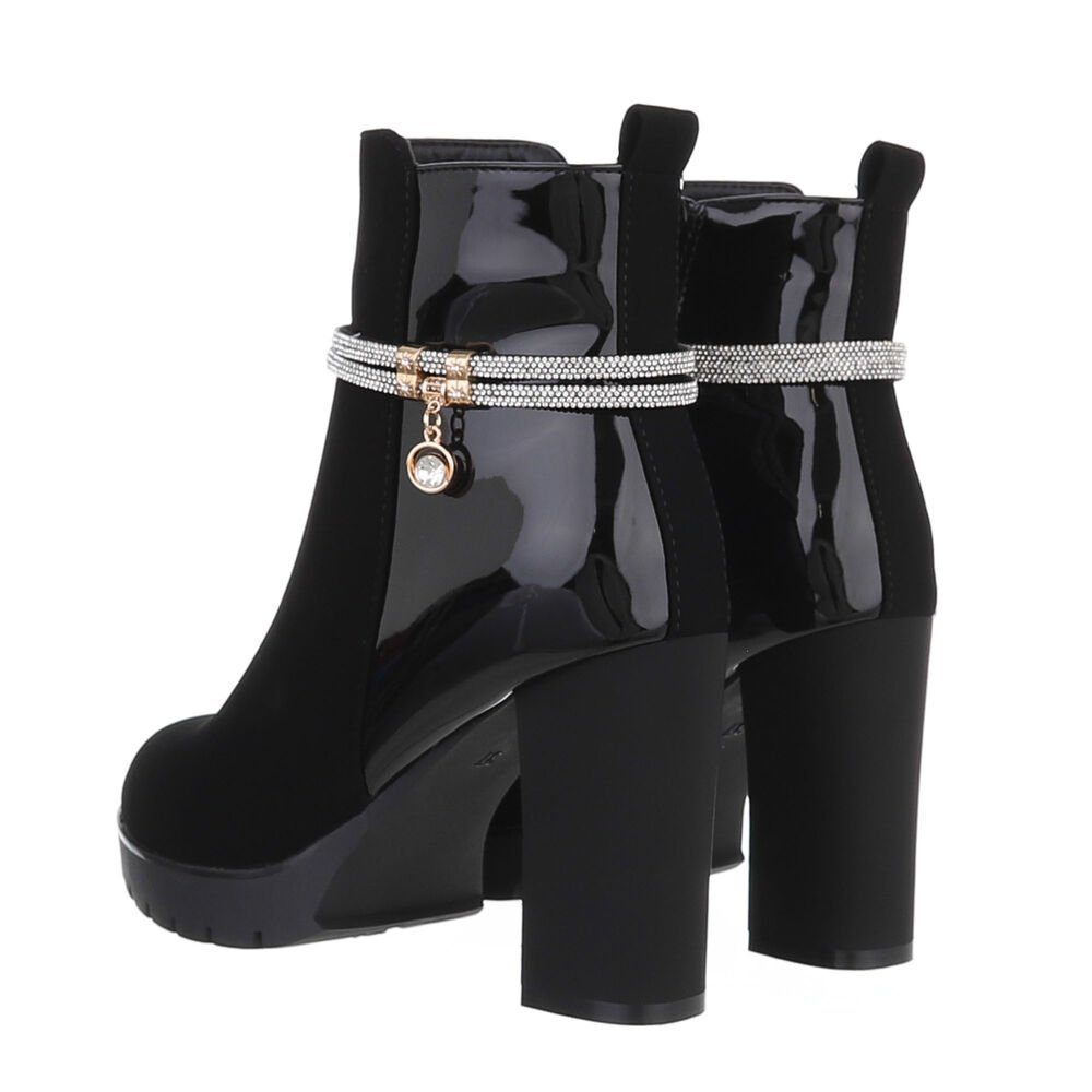Schwarz Blockabsatz Damen High-Heel Ital-Design Stiefeletten Elegant in High-Heel-Stiefelette