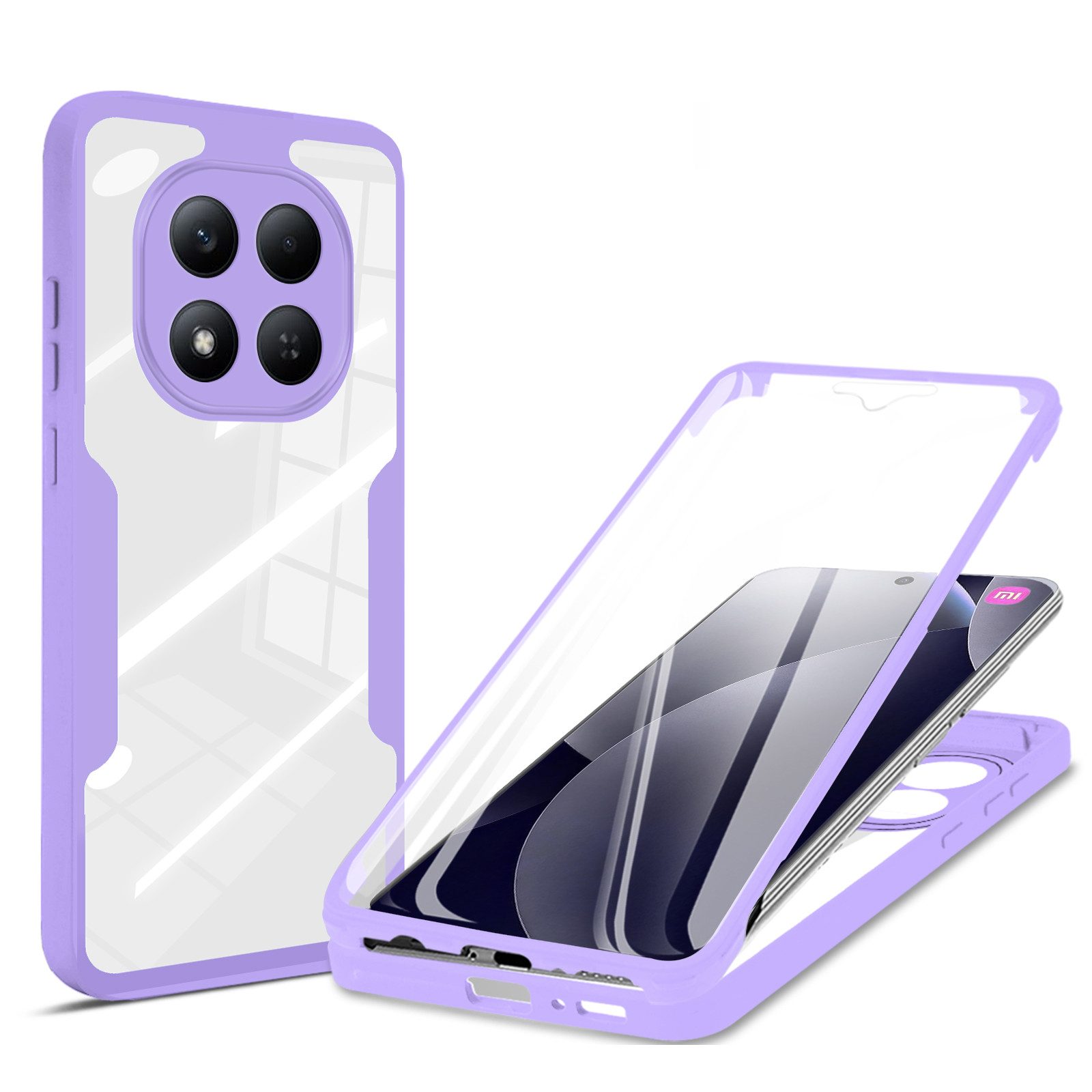 betterfon Handyhülle für Xiaomi Redmi Note 15 Pro+ / Poco M8 Pro 5G, 360° mit Dispayfolie, Vollschutz Case mit integriertem Displayschutz und klarer Sicht