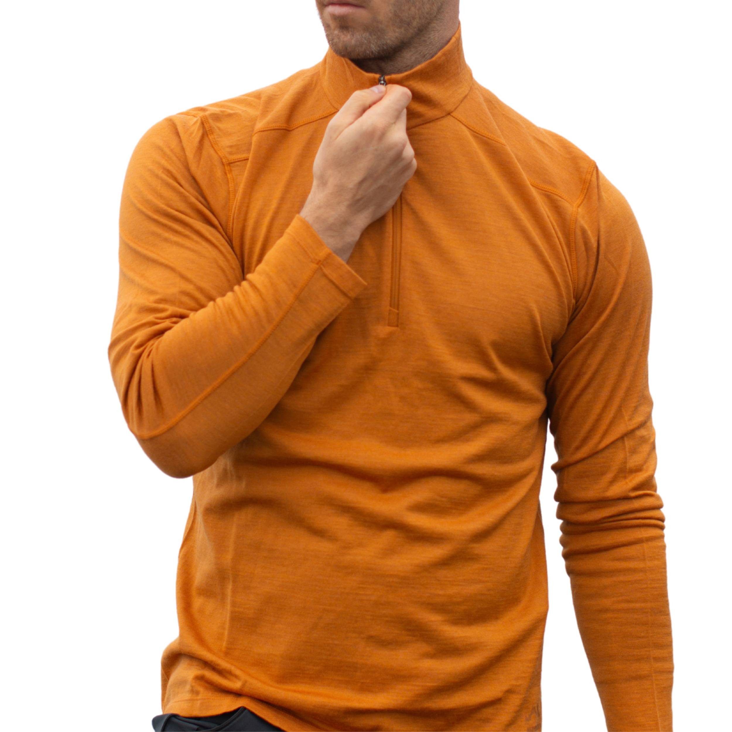 Alpenwert Funktionsshirt Herren Zip-Pullover aus 100% Merinowolle – atmungsaktiv (1 Pack) Antibakteriell, Anti-Schweiß-Geruch, Outdoor & Funktionsshirt