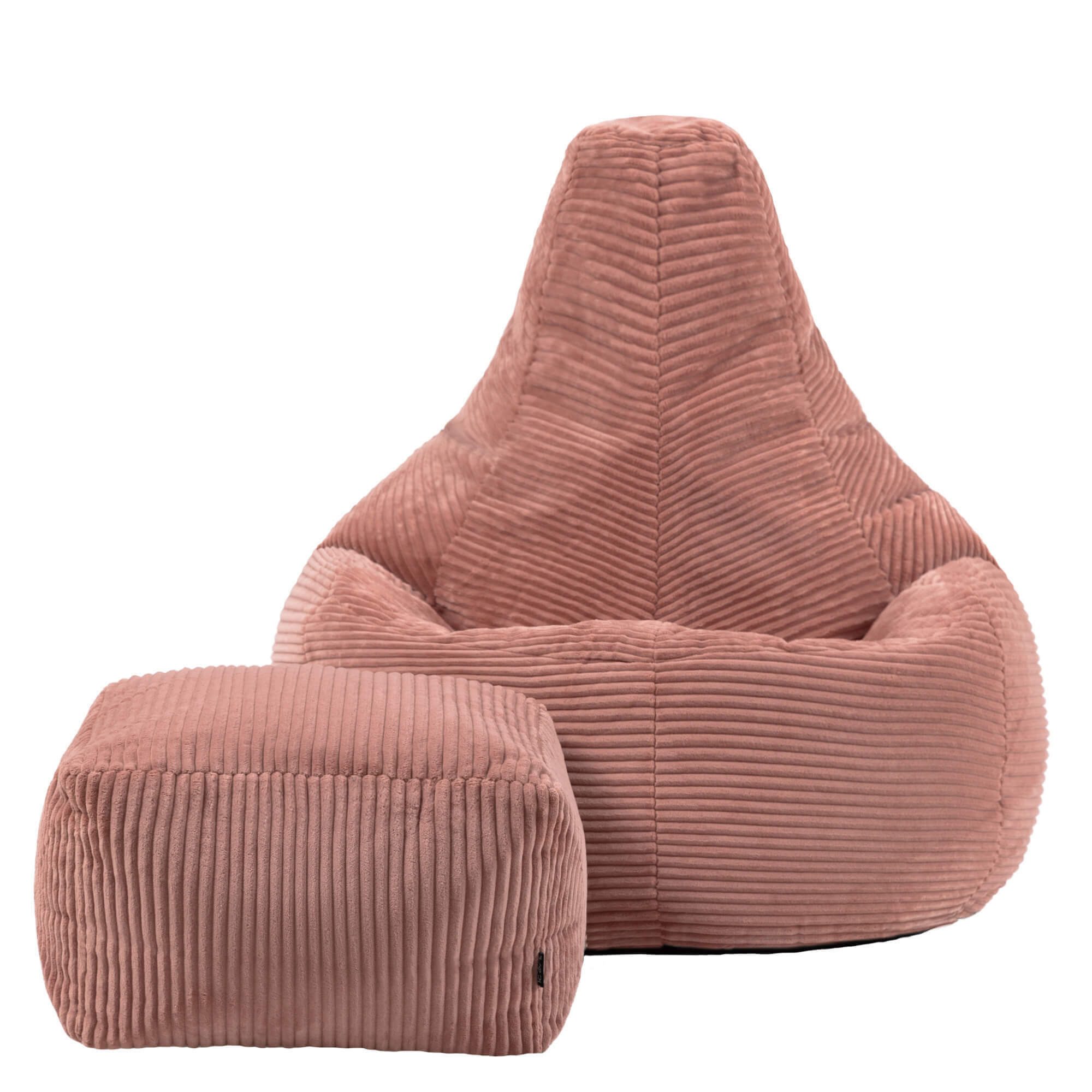 icon Sitzsack Sessel mit Rückenlehne aus Cord „Dalton“ mit Hocker (Spar-Set, 1 x Sitzsack, 1 x Fußhocker), Sitzsack XXL, Gaming Sitzsack, Made in Germany, Erwac – Bild 4 von 5