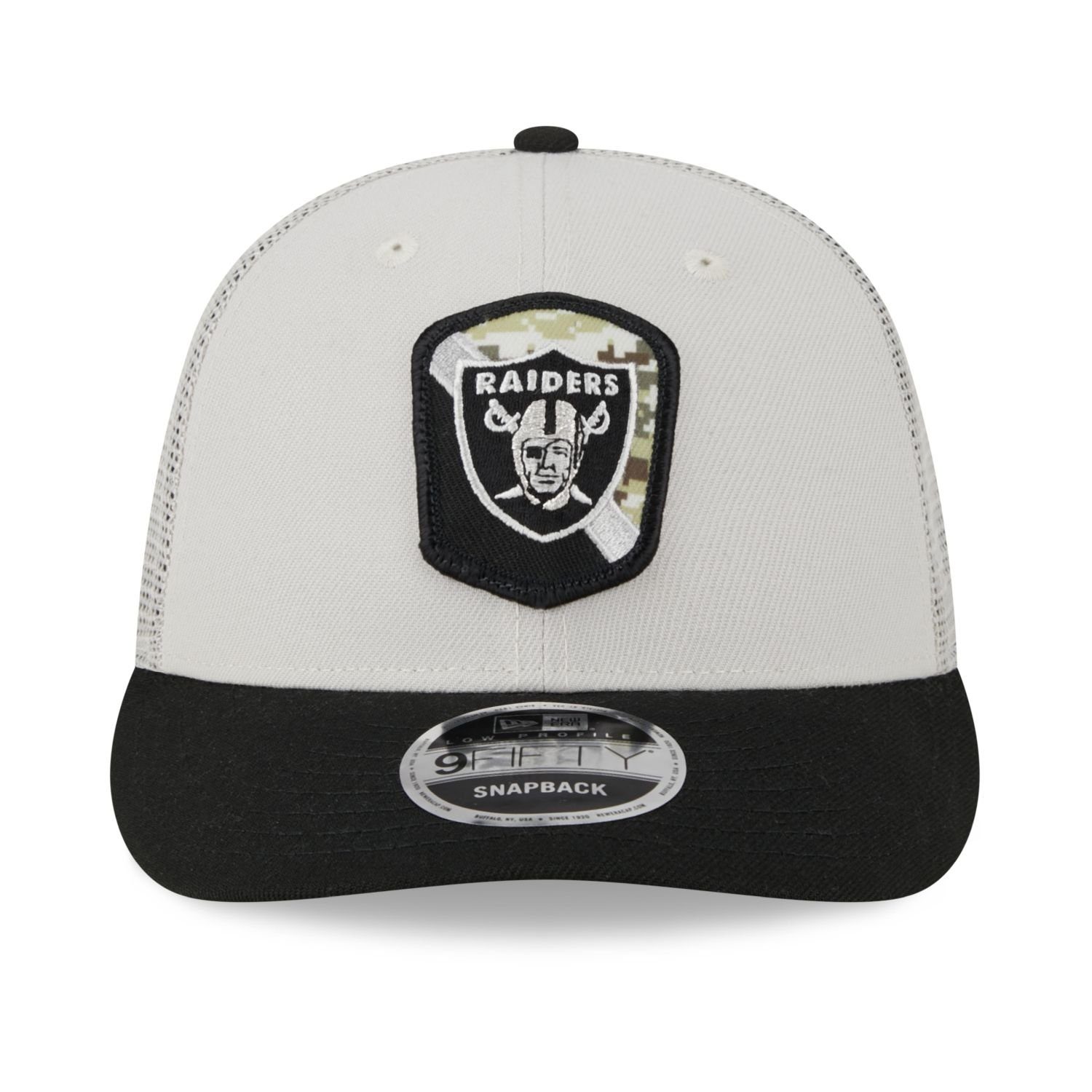 New Era Snapback Cap Profile Low Salute Raiders 9Fifty to Service Snap Las Vegas NFL
