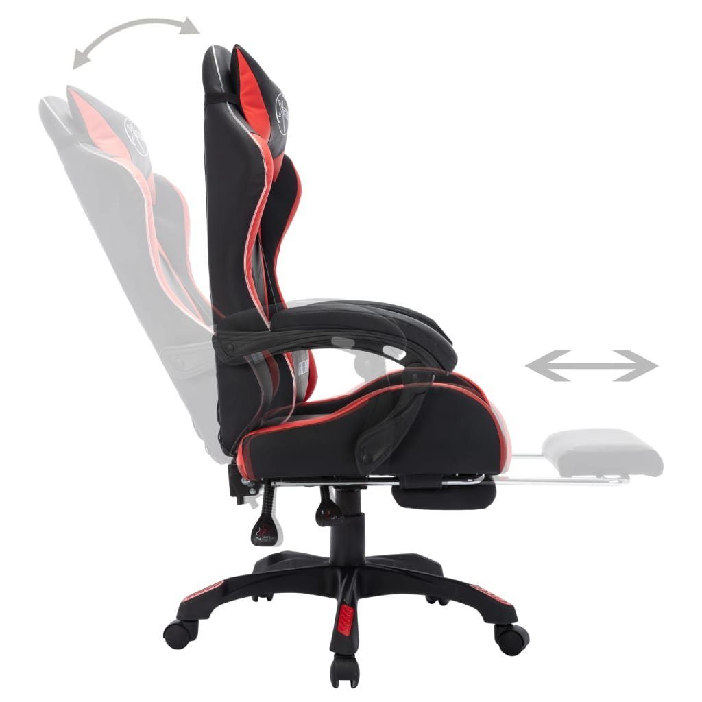 furnicato Bürostuhl Gaming-Stuhl mit (1 LED-Leuchten Rot RGB Kunstleder St) Schwarz und