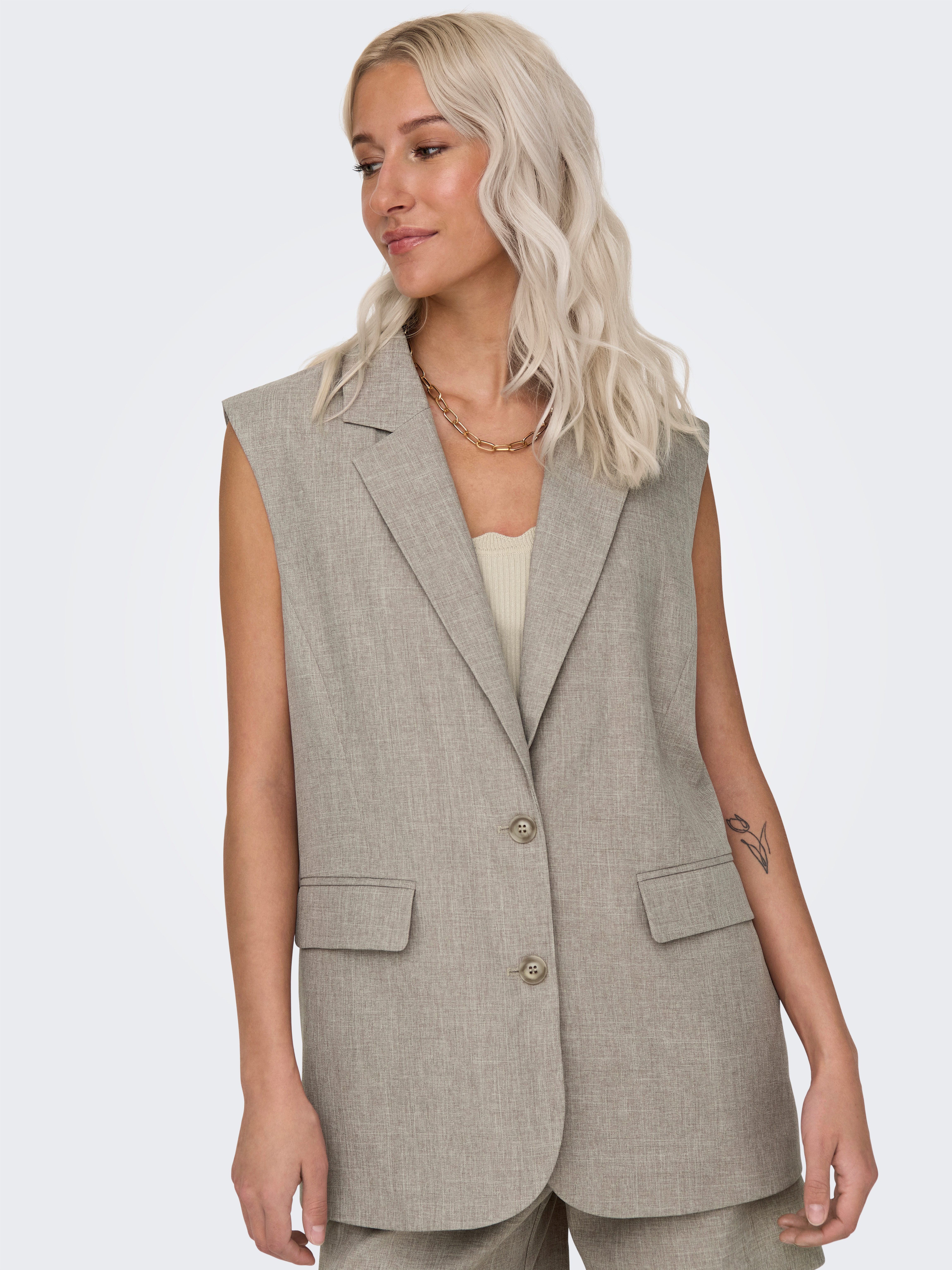 ONLY Anzugweste ONLLINDA S/L MEL OVERSIZE WAISTCOAT TLR Materialmix