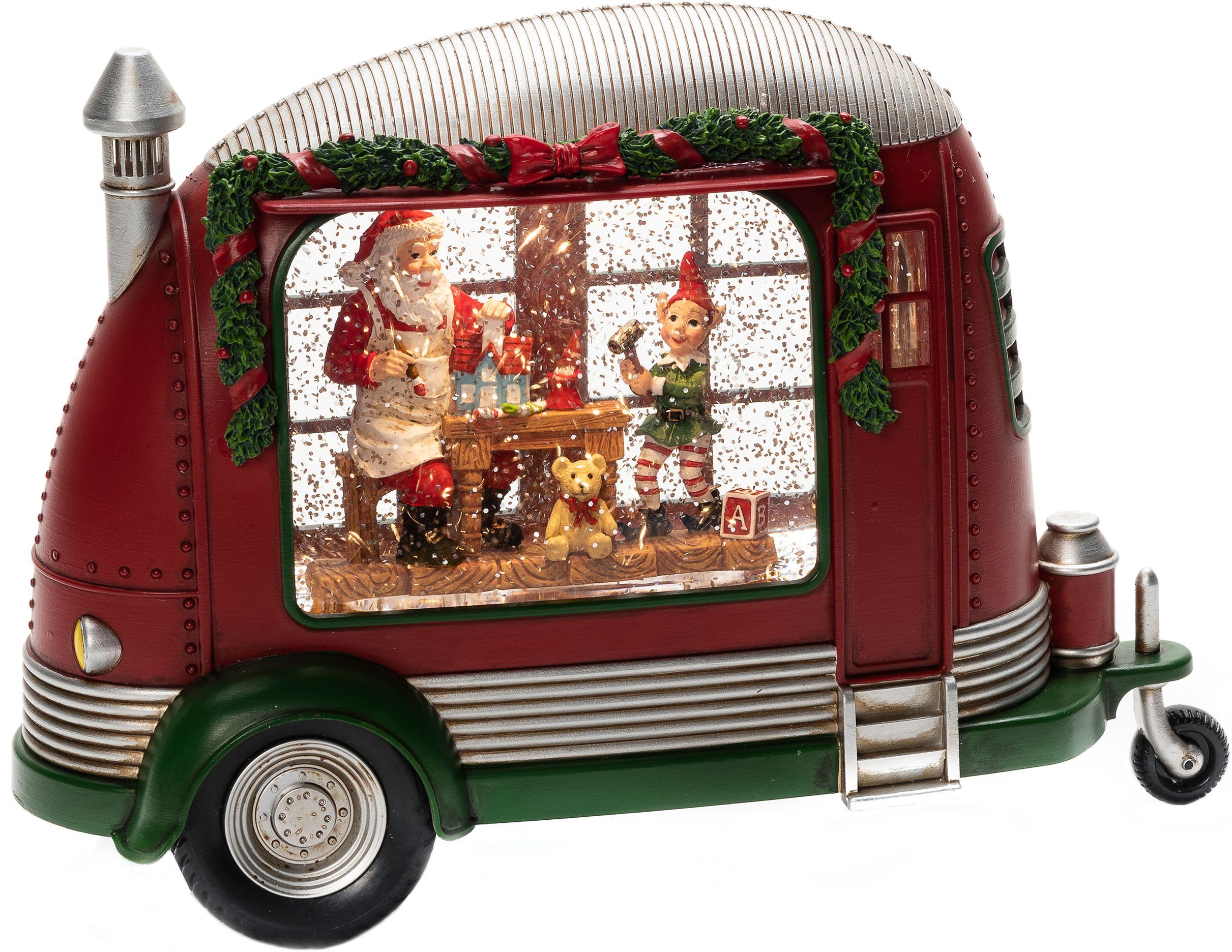 KONSTSMIDE LED Laterne Karavan, LED fest integriert, Warmweiß, wassergefüllt,  Weihnachtsmann repariert Spielsachen