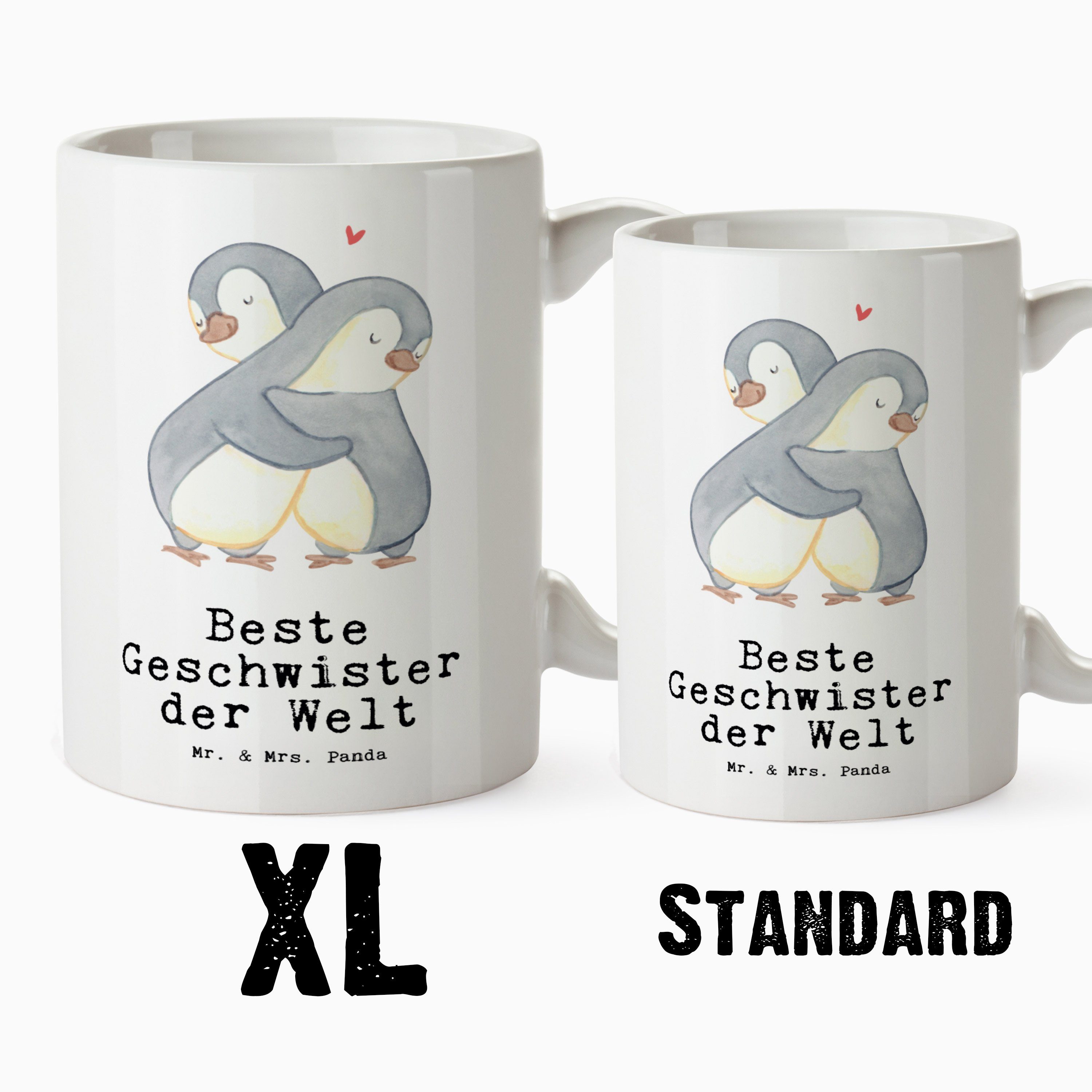 - Beste Geschwister Gesc, Mrs. Pinguin Mr. Geschenk, Tasse Tasse XL - Weiß Welt der Panda & Becher, XL Keramik