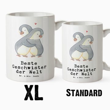 Mr. & Mrs. Panda Tasse Pinguin Beste Geschwister der Welt - Weiß - Geschenk, XL Becher, Gesc, XL Tasse Keramik, Liebevolles Design