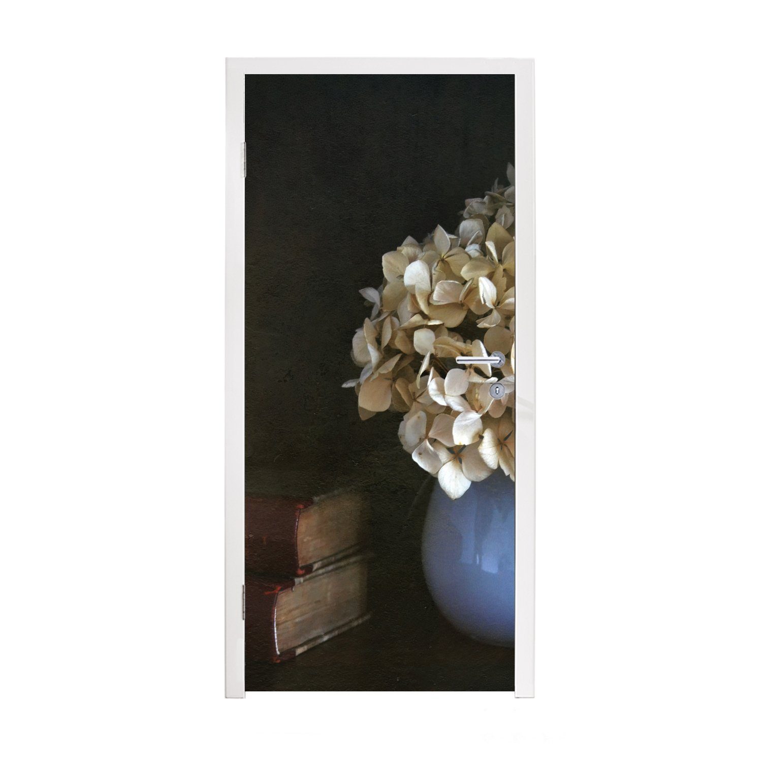 - Stilleben Türaufkleber, Hortensie Fototapete Matt, 75x205 cm (1 bedruckt, Türtapete MuchoWow St), Blumen, für Tür, -
