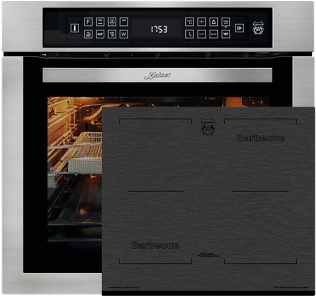 Backofen-Set Herd Set Autark Einbaubackofen,Edelstahl,86L 15 Fkt.+Induktions-Kochfeld, Autark Herd Power Booster 60 cm Barbecue EH 6306 N R+KCT 6700 FI