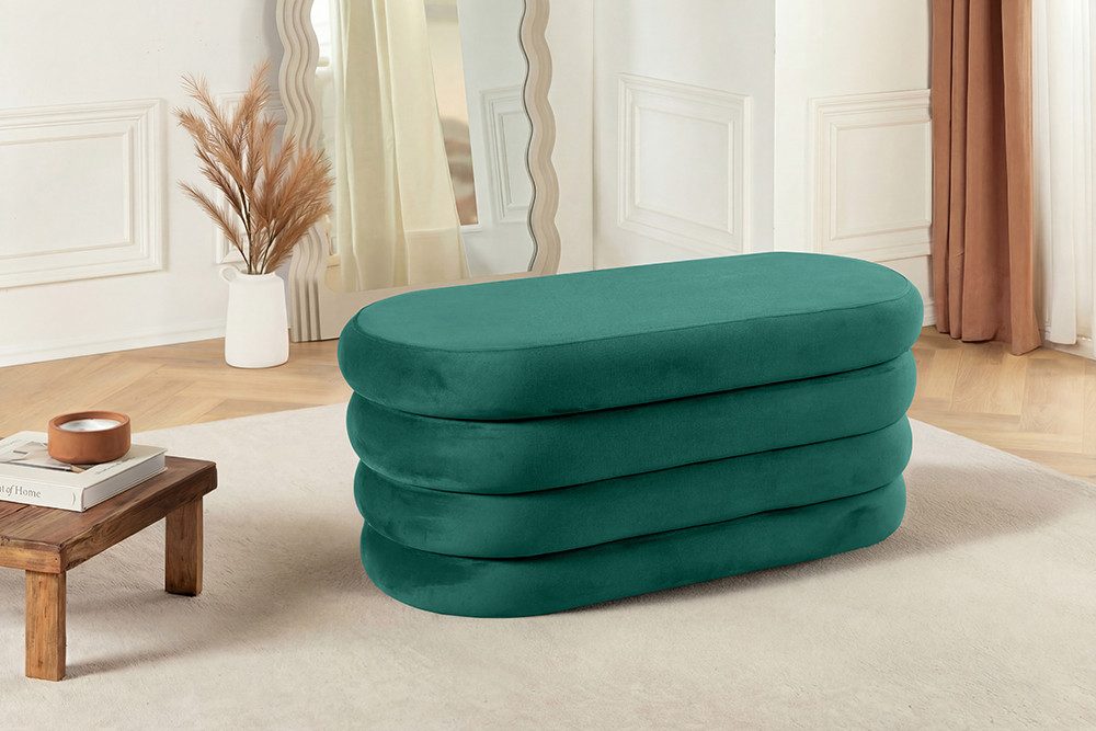 riess-ambiente Sitzbank VOGUE 85cm grün - Samt, mit Stauraum, montiert, gepolstert, kompakt (Einzelartikel, 1-St), stilvolle Polsterbank - ideal für glamouröse  – Bild 5 von 5