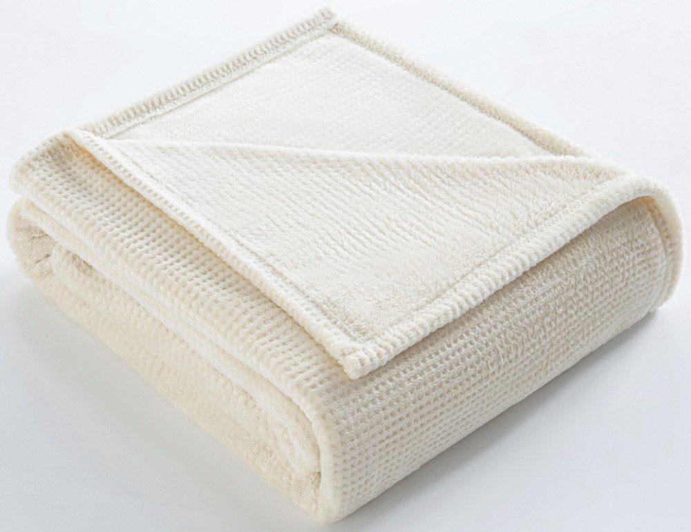 Wohndecke Shakira, Bruno Banani, Weiche Kuscheldecke mit Prägedruck in Waffeloptik, 150x200 cm