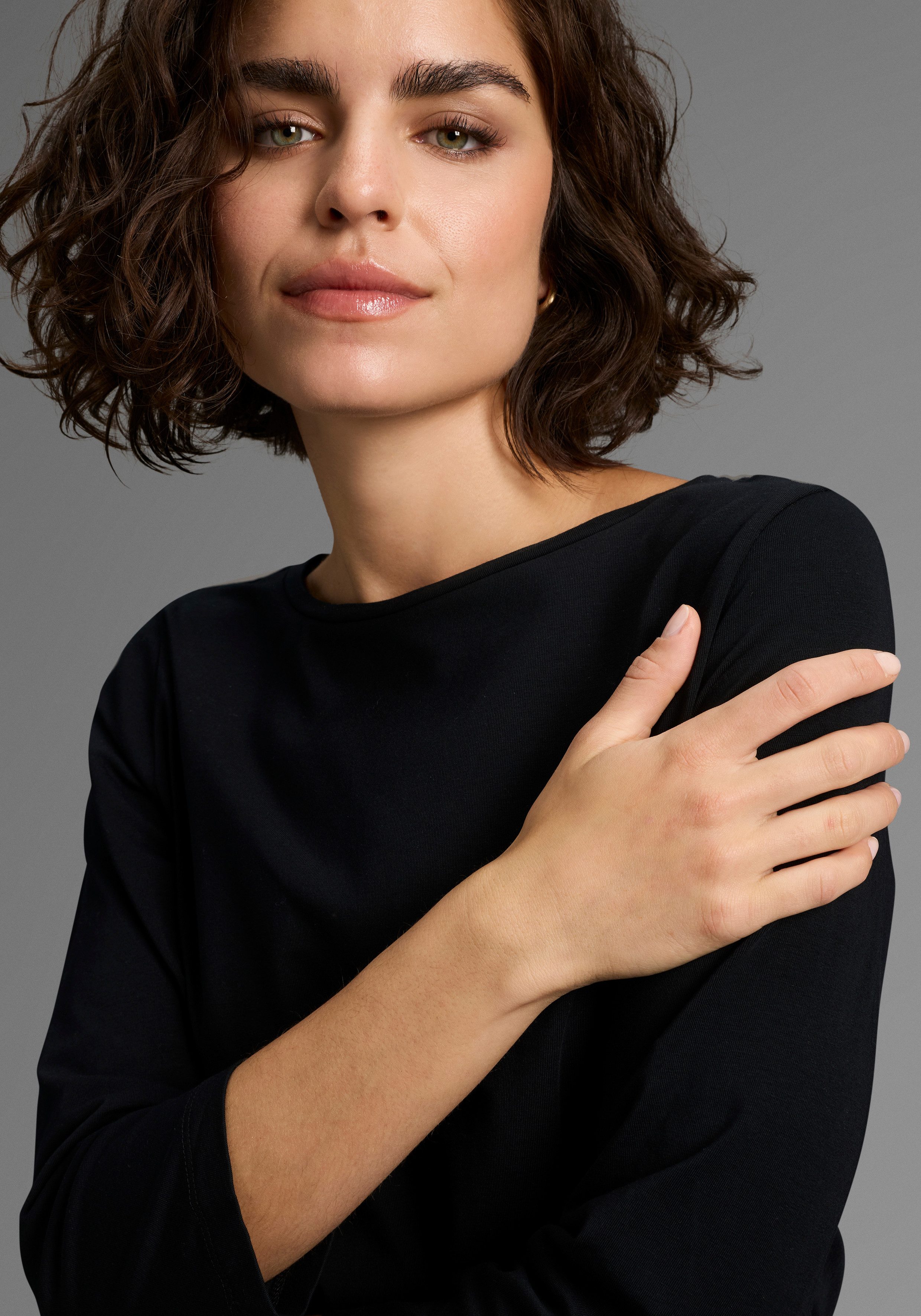 Laura Scott 3/4-Arm-Shirt Basic-Stil, 3/4-Ärmellänge, U-Boot-Ausschnitt, ohne Tasche