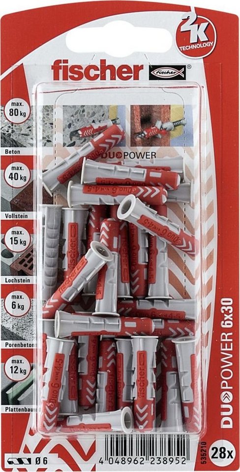 Thumbnail - fischer Schrauben- und Dübel-Set Fischer Dübel Duopower 6.0 x 30 mm - 28 Stück