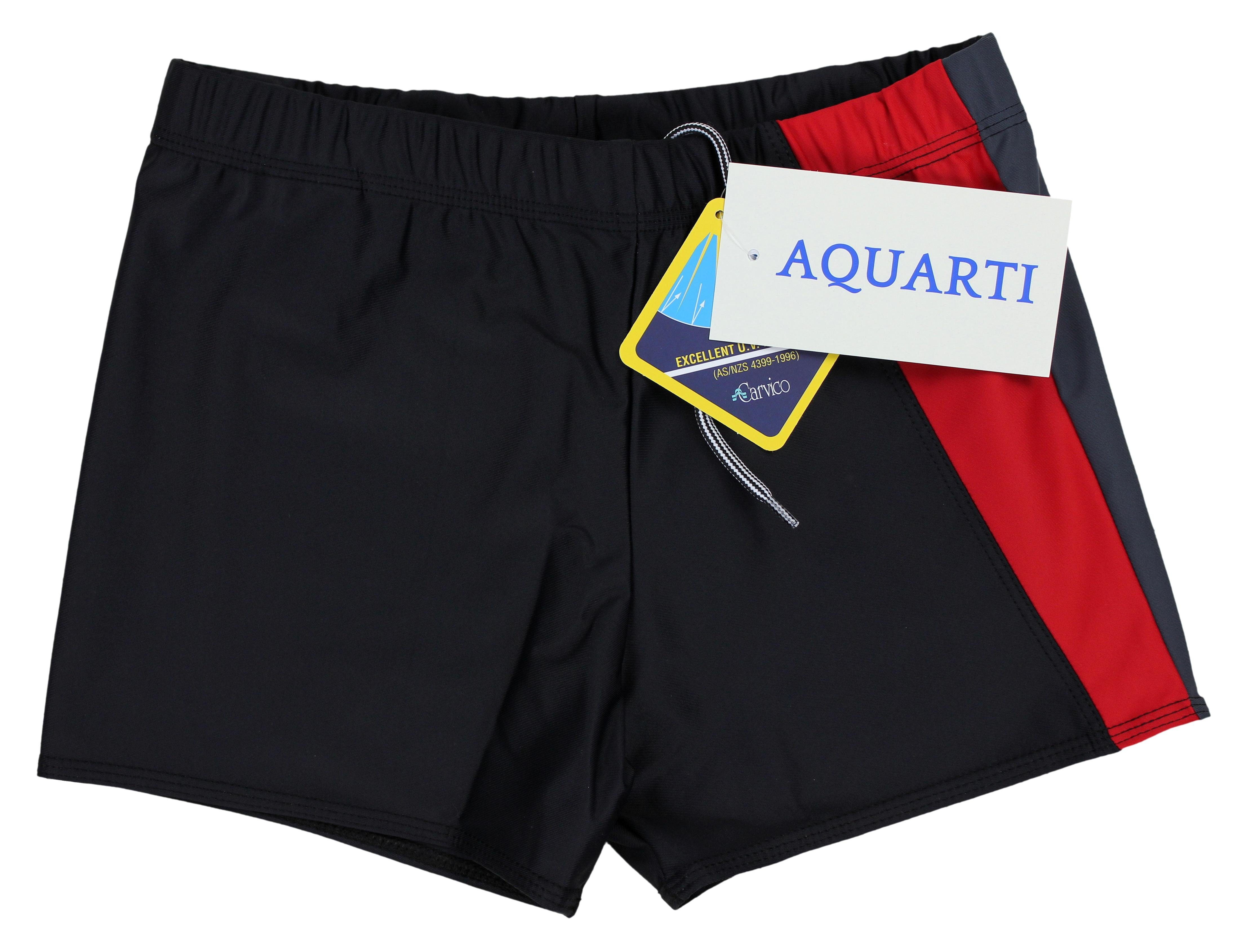 Aquarti Seitlichem / / Graphit mit Badehose Herren Streifen Kurz Badehose Rot Aquarti Schwarz