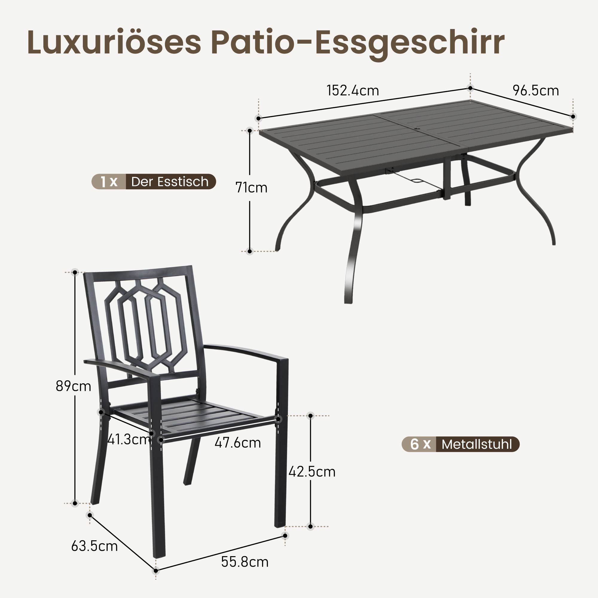 PHI VILLA Garten-Essgruppe, (Wetterfest Gartengarnitur Set günstig online kaufen