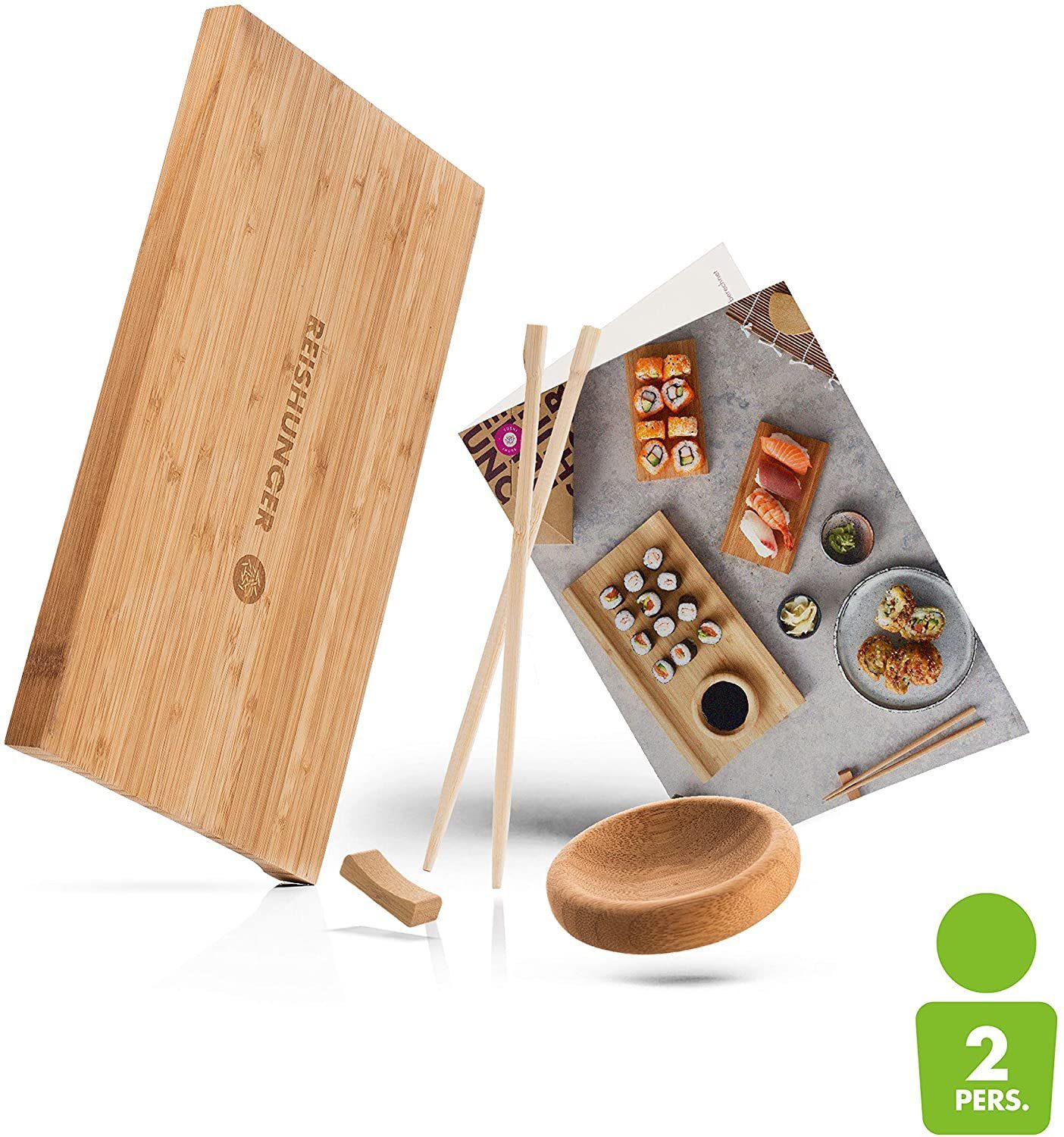 Reishunger Geschirr-Set Reishunger Sushi Servier Set (8-tlg), Bambus, aus Bambus