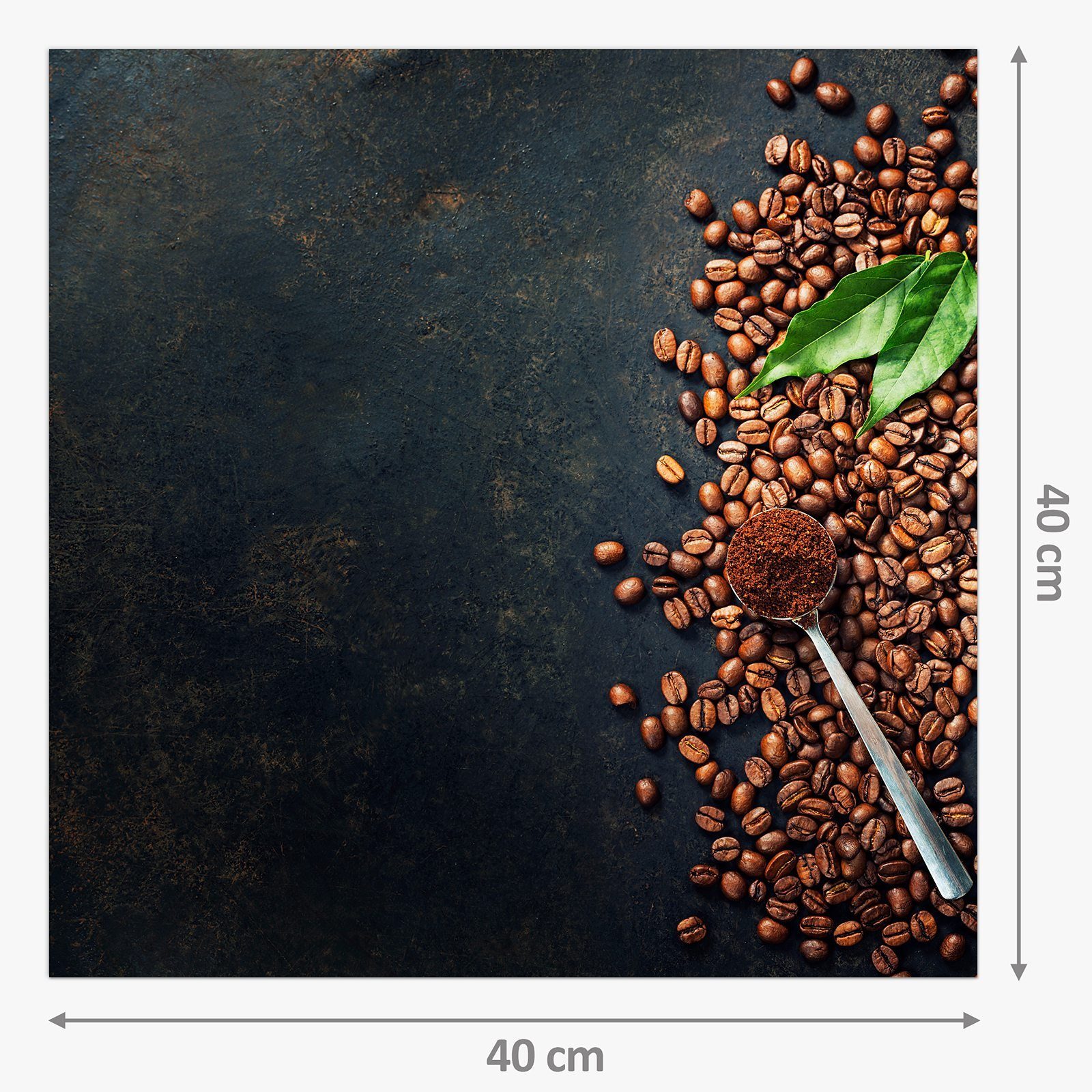 Primedeco Küchenrückwand Spritzschutz und Glas Kaffeebohnen Blätter