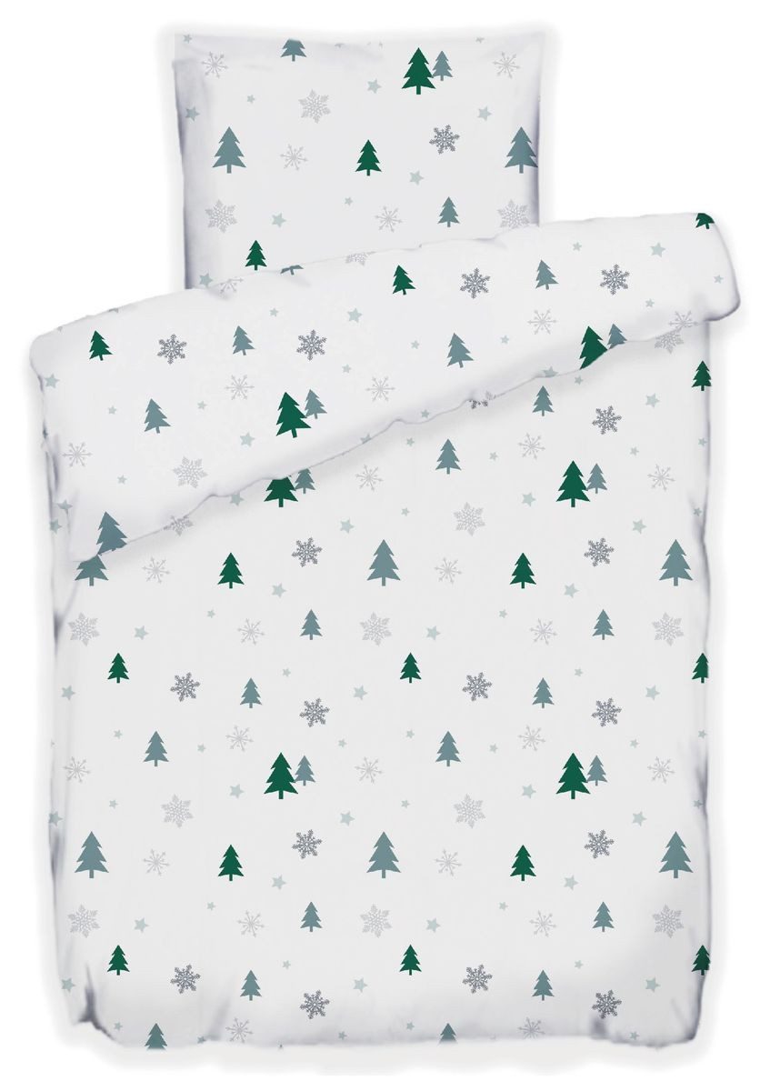 Leonado Vicenti Bettwäsche 3 tlg Winter Thermofleece Bettwäsche 200x200 cm Schneeflocken Tanne Gr, Fleece, 3 teilig
