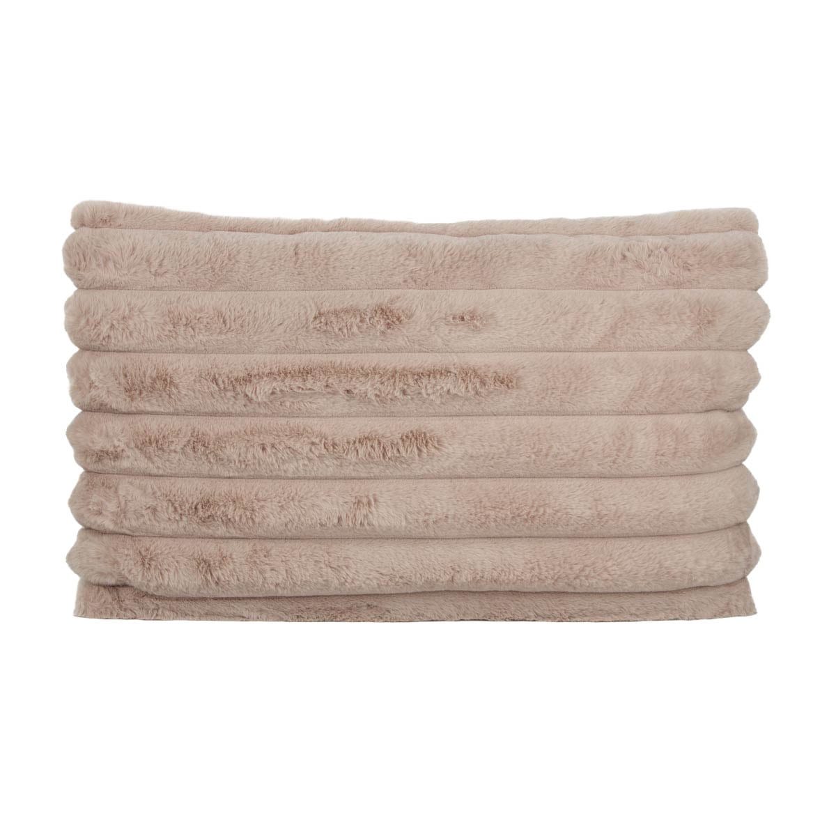 SCHÖNER LEBEN. Fellkissen Kuschelkissen XL Plüschfell ecru 50x80 cm mit Veloursrückseite