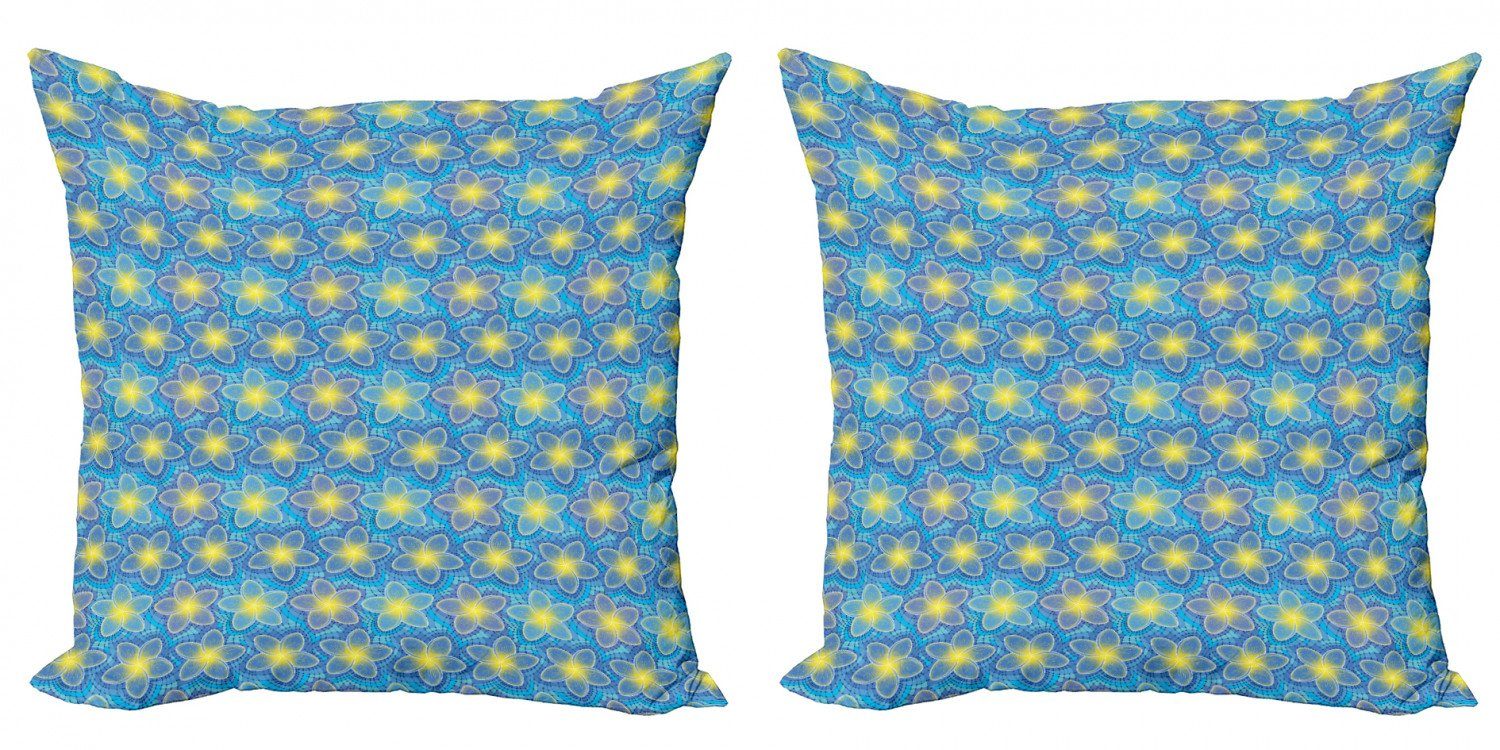 Kissenbezüge Modern Accent Doppelseitiger Digitaldruck, Abakuhaus (2 Stück), Floral Gelb Mosaik Plumeria Petal
