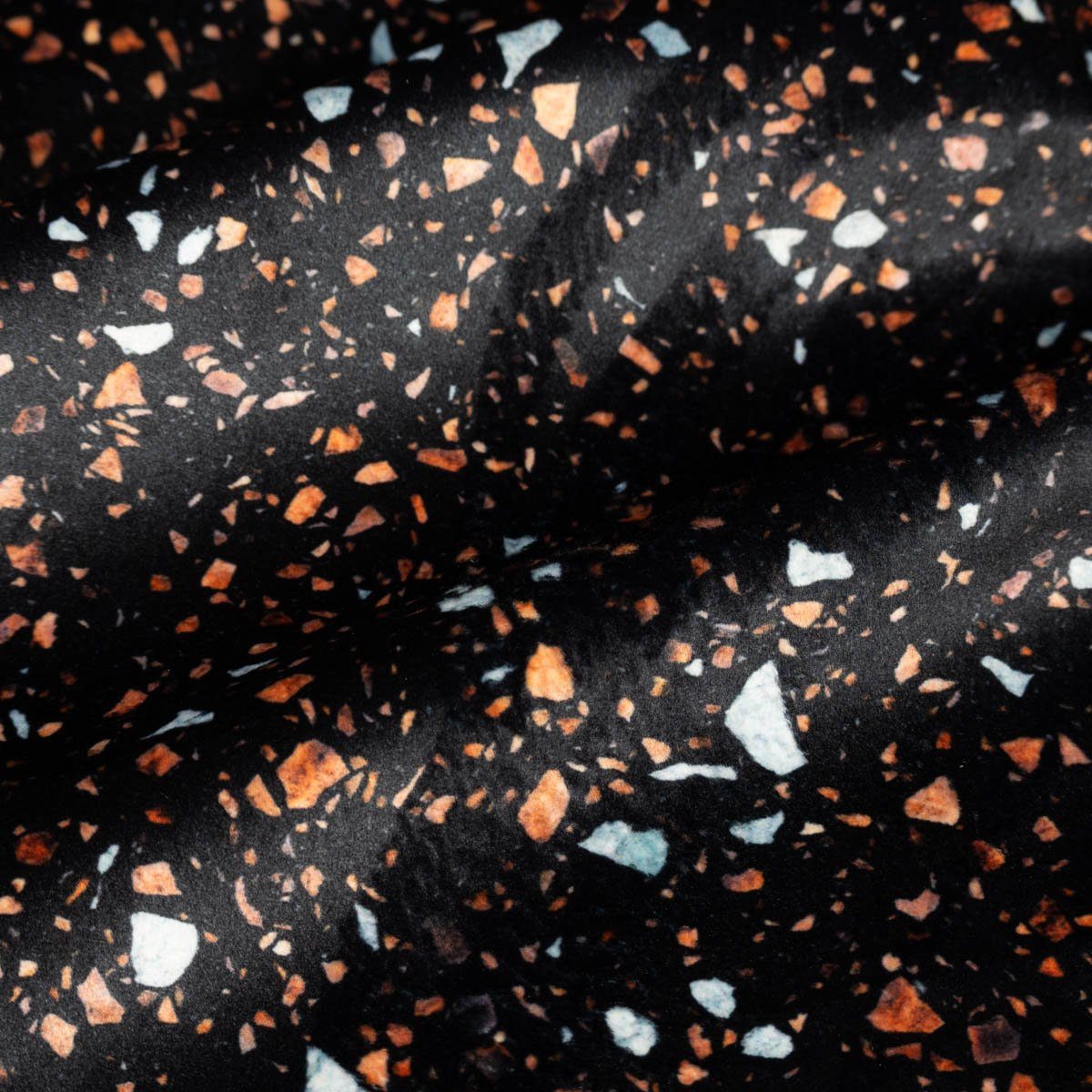 SCHÖNER LEBEN. Stoff Samtstoff Polsterstoff Digitaldruck Terrazzo schwarz orange 1,50m, Digitaldruck