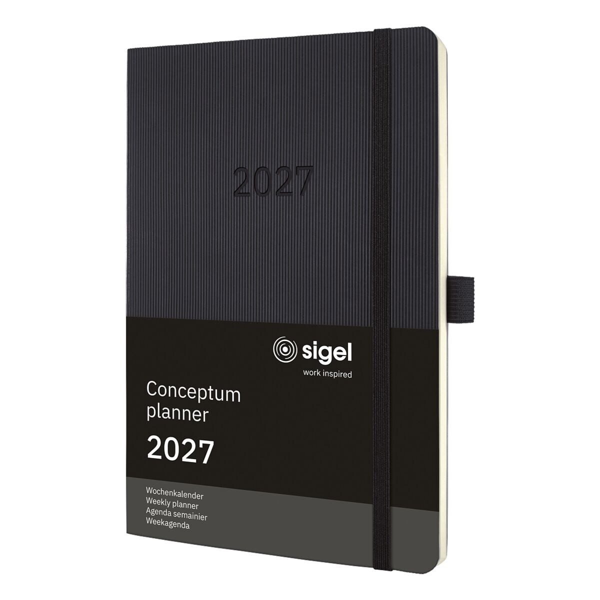Sigel Buchkalender Conceptum 2027 Softcover, 1 Woche = 2 Seiten, inkl. Stickerbogen