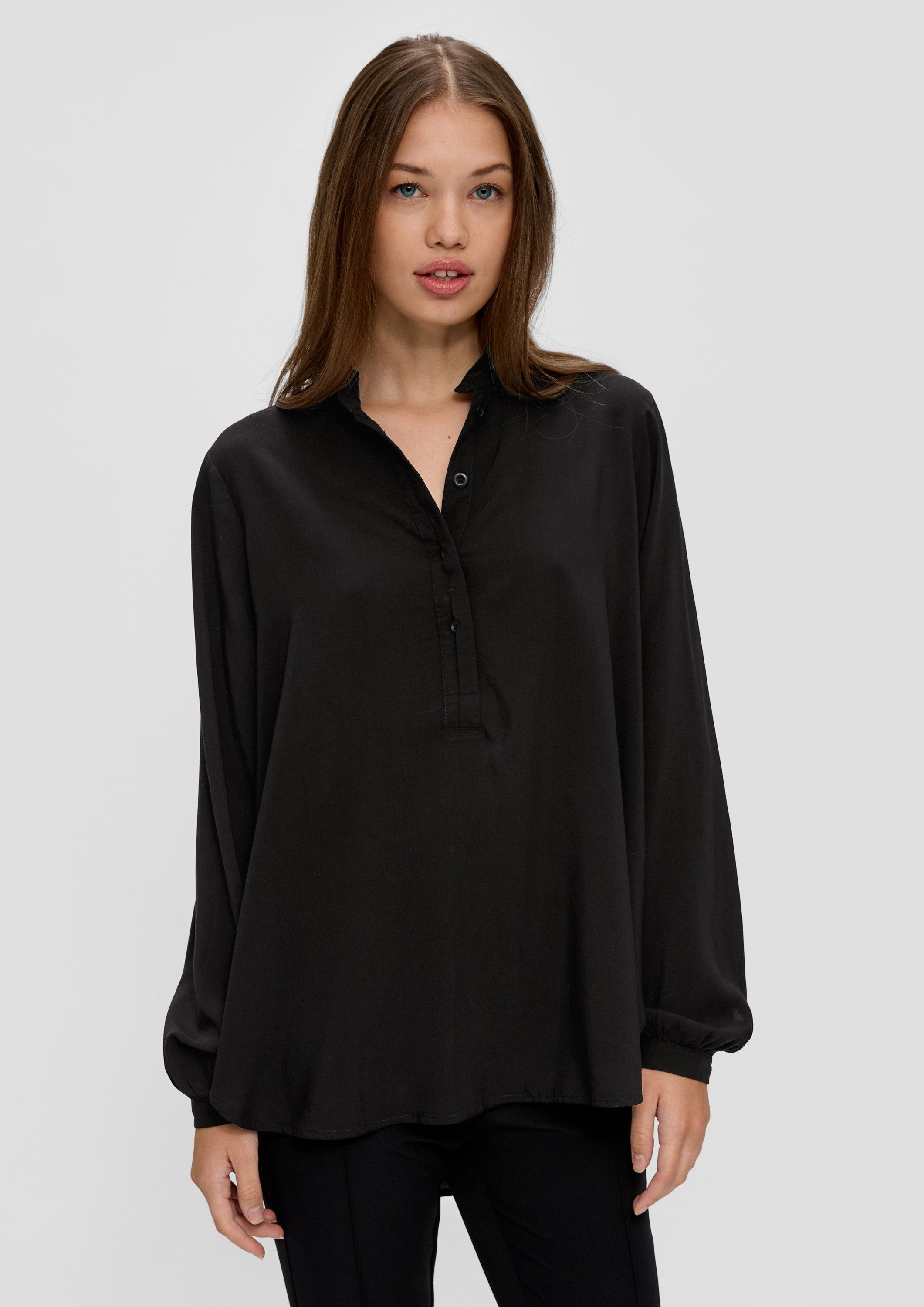 Langarmbluse Bluse Viskosebluse mit gerafften Details