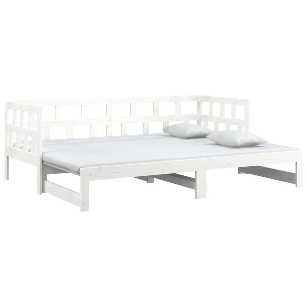 vidaXL Ausziehbett, Tagesbett Ausziehbar Weiß Massivholz Kiefer 2x(90x190) cm