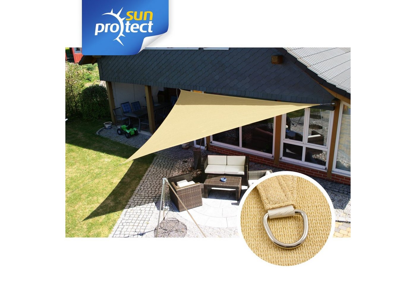 Thumbnail - sunprotect Sonnensegel 5 x 5 x 7 m 90° Grad Dreieck, ideal für Garten, Balkon & Terrasse
