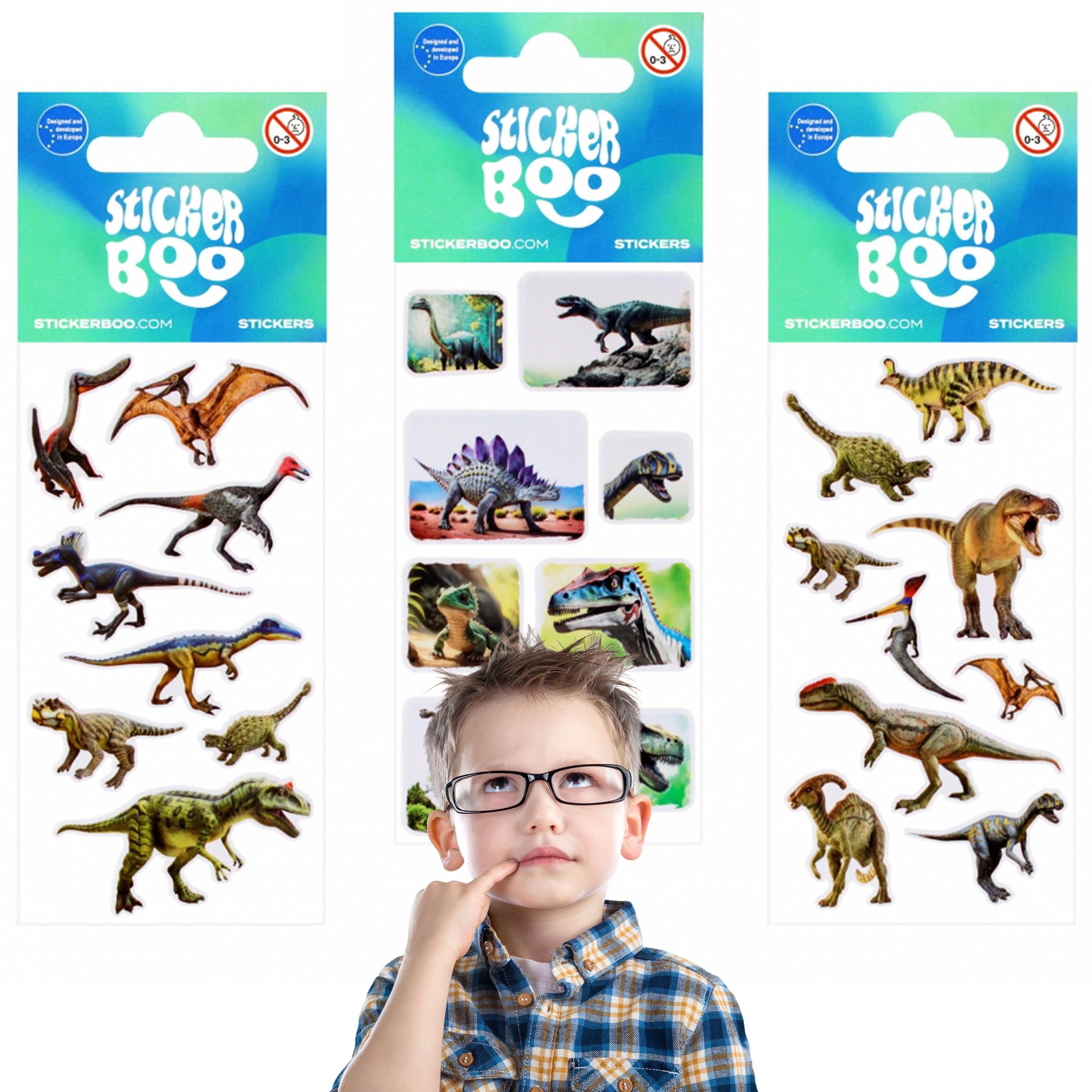 Sticker Set von bunten Stickern Dinosaurier, Aufkleber für Kinder
