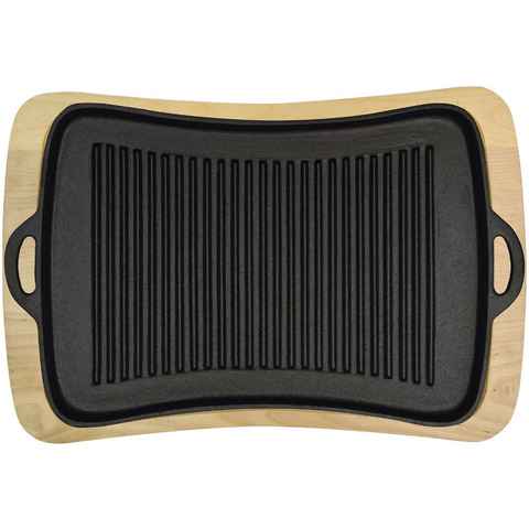 Jim Beam BBQ Grillplatte, mit Holzuntersetzer, 40x43 cm