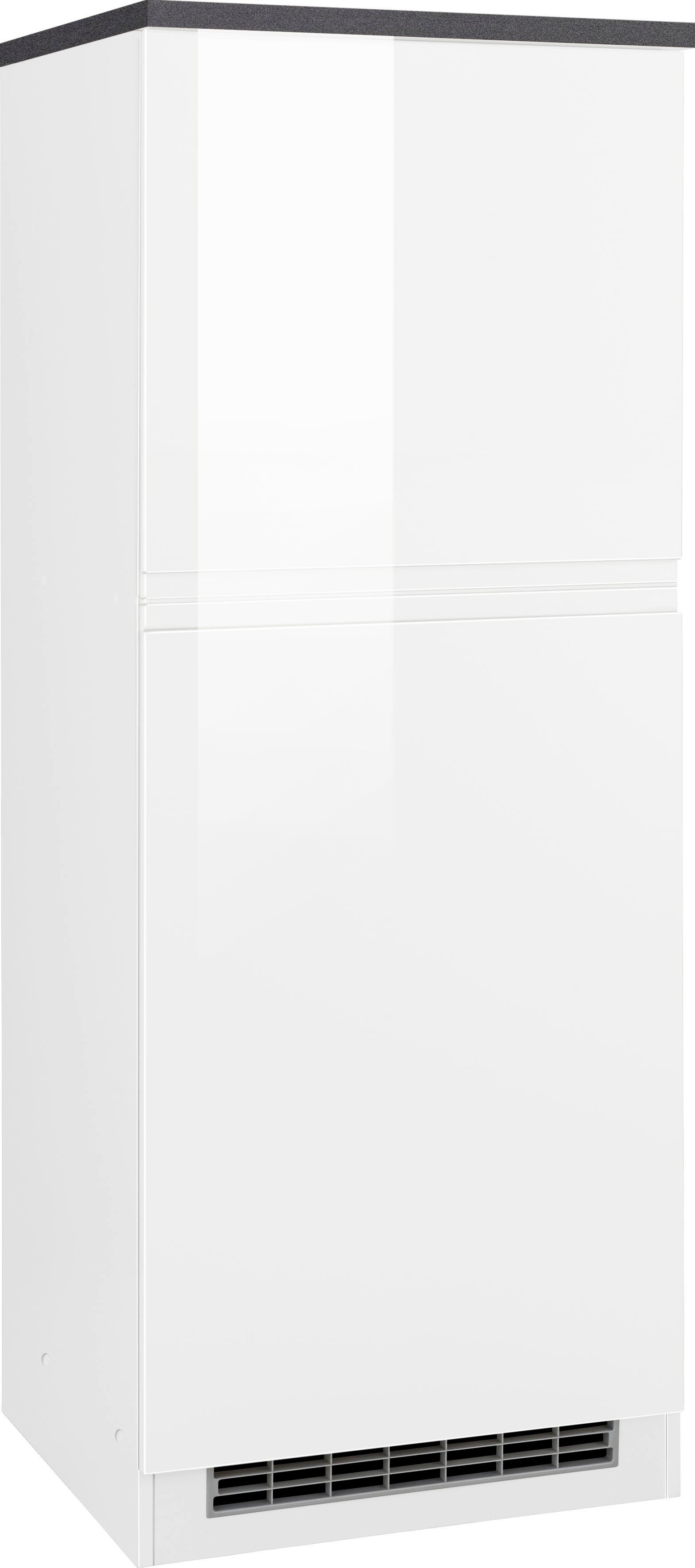 KOCHSTATION Kühlumbauschrank KS-Virginia,neu in verbesserter Ausführung (Stauraum, Softclose) Breite 60 cm, Höhe 165 cm, Nische für Kühlschrank: B/H/T 56/88/55 cm