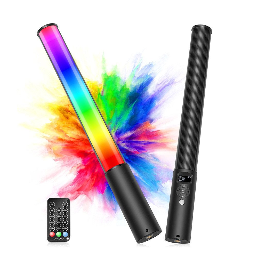 zggzerg Videoleuchte P400 LED Videoleuchte RGB Lichtstab, LED Volle Farbe Licht 2500K-6500K, 360° Videoleuchte 10W, CRI 95+, 2500mAh, Helligkeit 0–100%, 12 Effekte