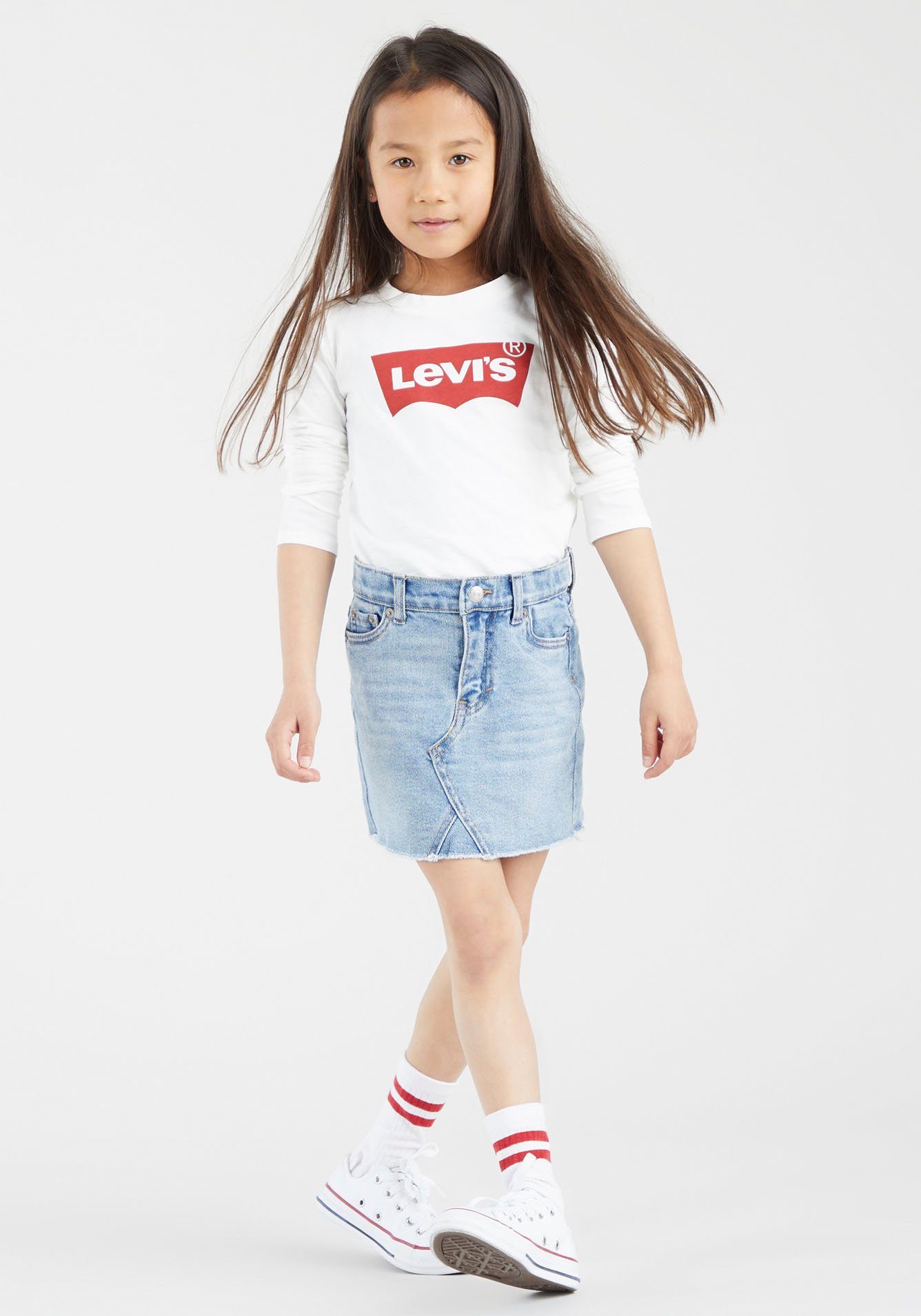 Kids Langarmshirt Levi's® for GIRLS BATWING TEE red LS white