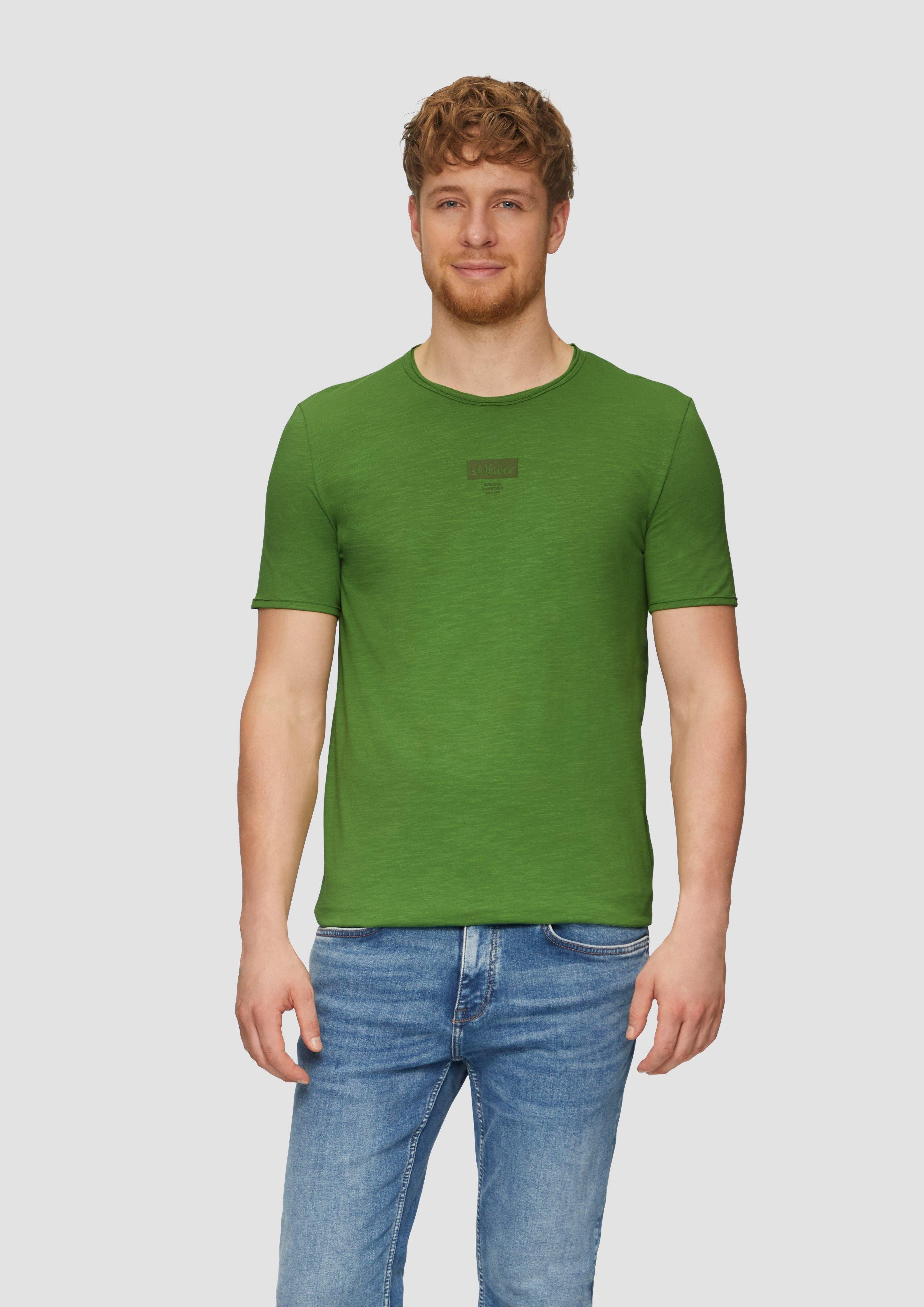 s.Oliver Kurzarmshirt Logo-Shirt mit Rollkante und günstig online kaufen