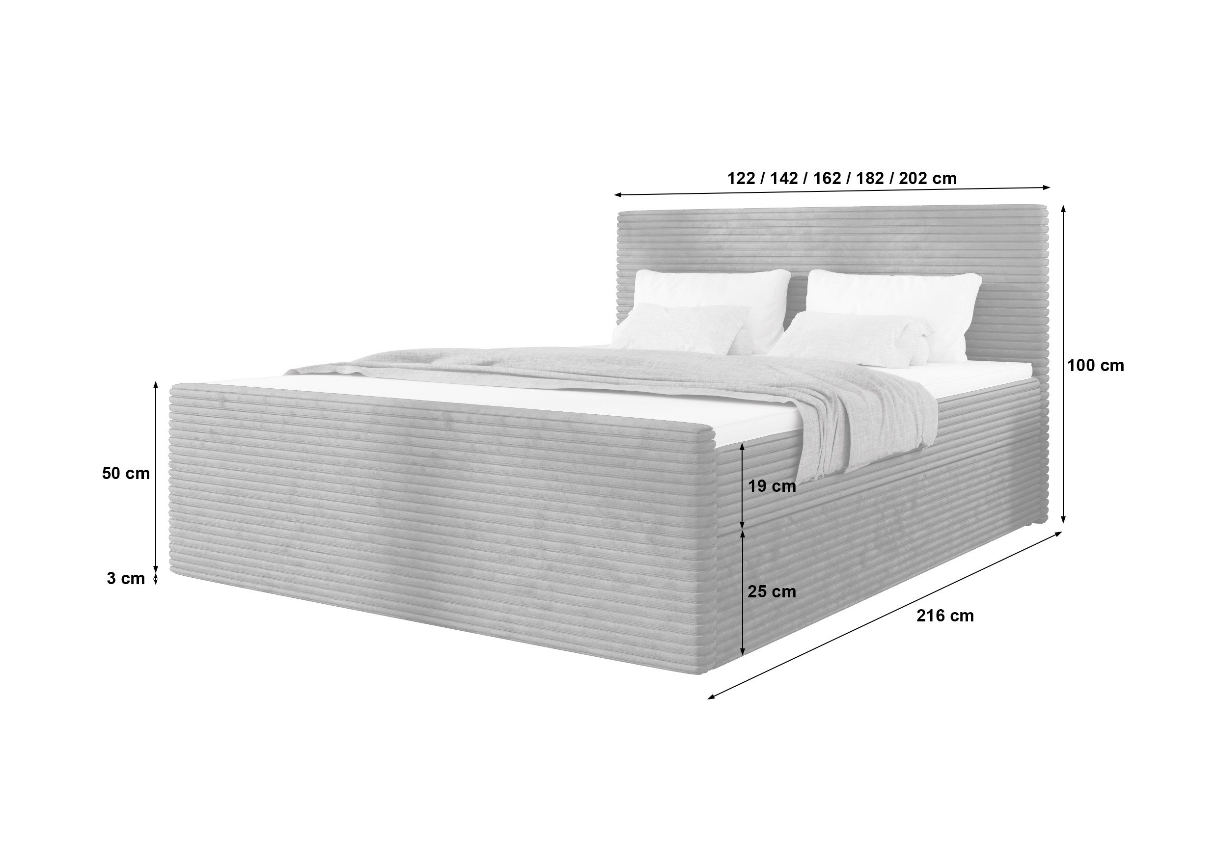 B&B Home Boxspringbett Boxbett Tilia III 160 cm 180 cm 200 cm (H3 Matratze Bonellfederung, Kopfteil, Bettkasten und Topper)