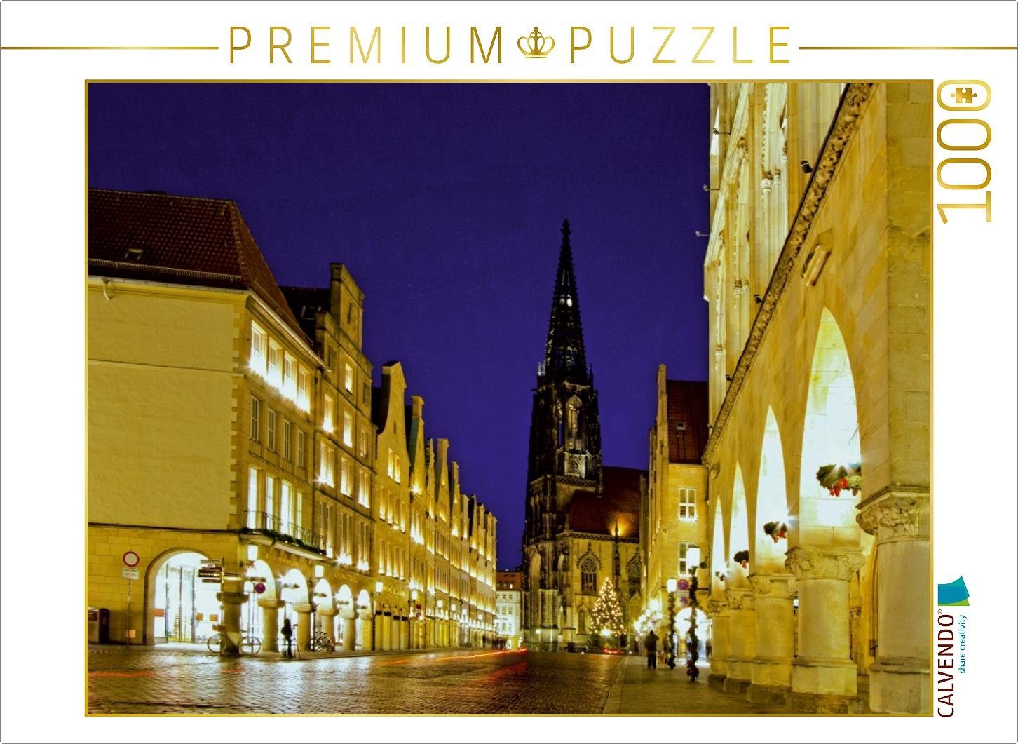 CALVENDO Puzzle CALVENDO Puzzle Münster - Der Prinzipalmarkt, im  Hintergrund die St. Lamberti-Kirche 1000 Teile Lege-Größe 64 x 48 cm Foto- Puzzle Bild von Paul Michalzik, 1000 Puzzleteile
