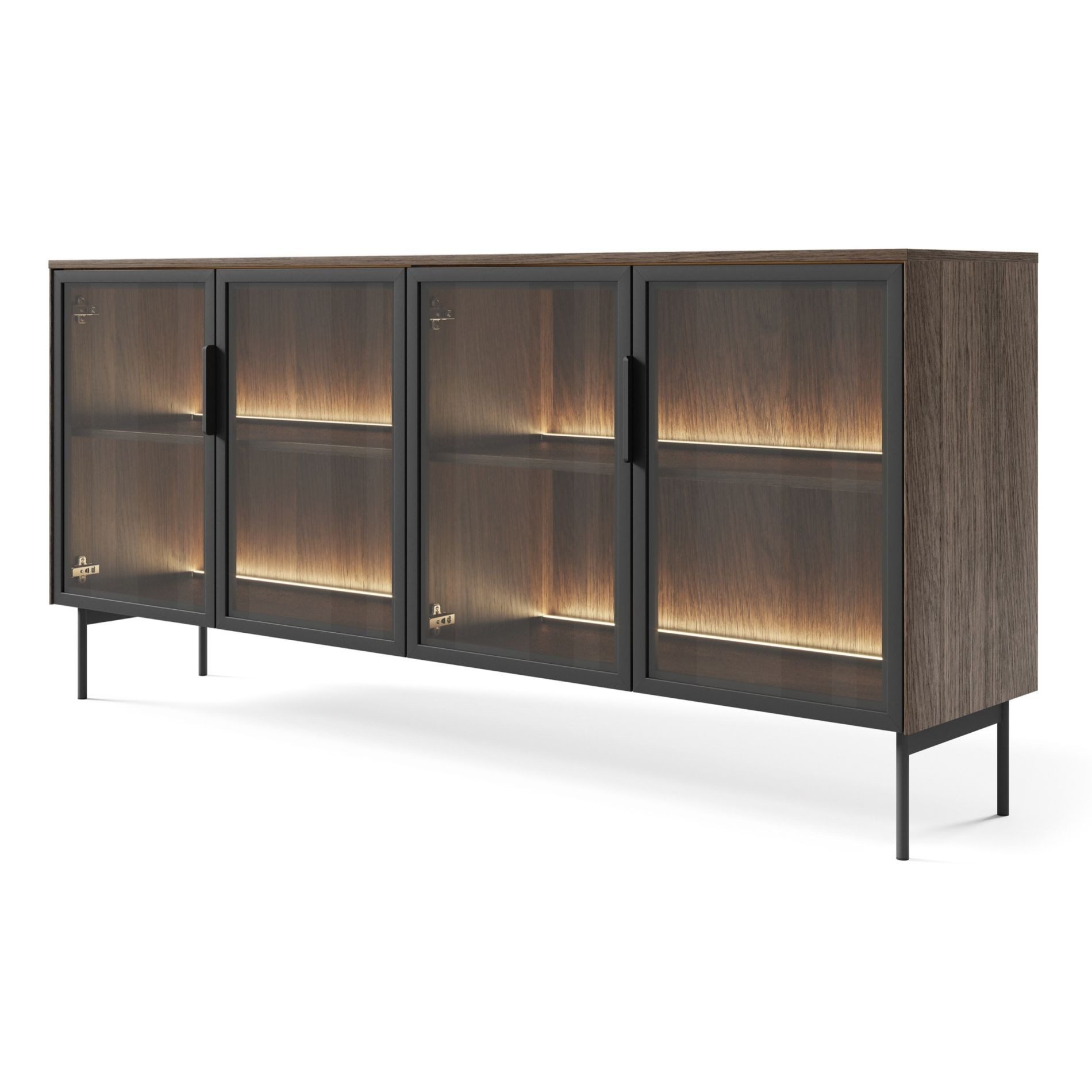Selsey Sideboard LUMI, Sideboard in Eiche Dunin mit LED – 4-türig oder mit günstig online kaufen