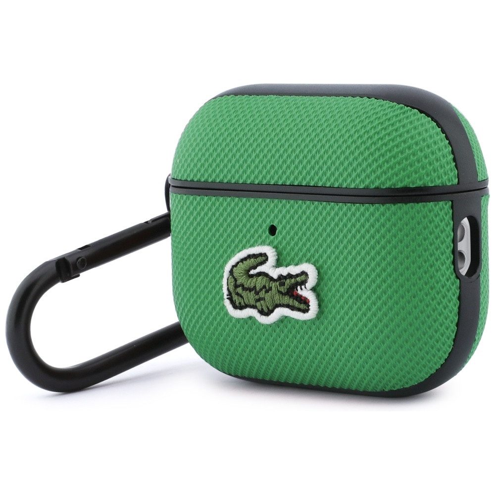 Lacoste Kopfhörer-Schutzhülle Case AirPods Pro 3 grün Logo Krokodil mit Karabiner, Karabiner