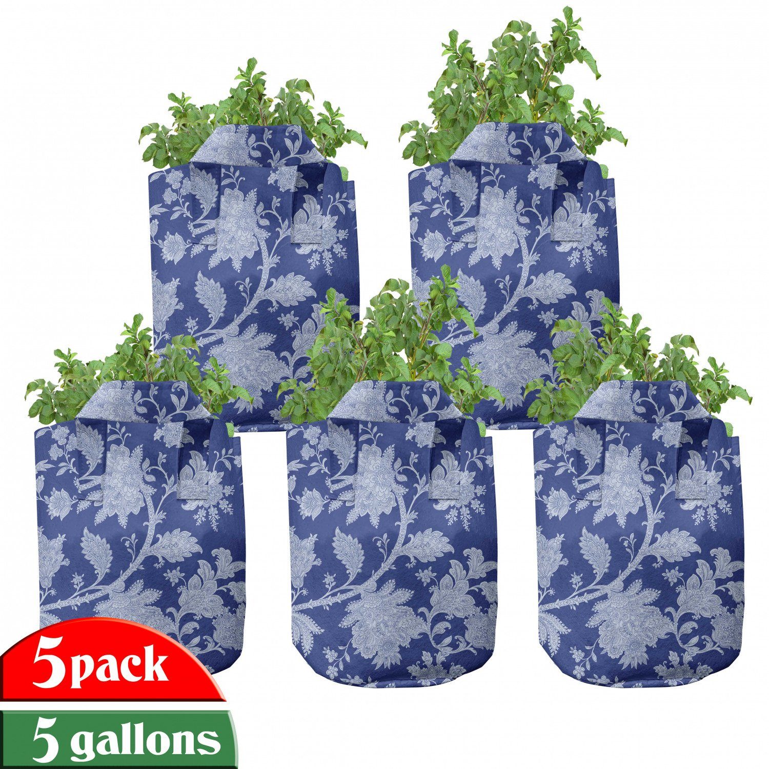 Abakuhaus Pflanzkübel hochleistungsfähig mit Paisley-Muster man Griffen Blumen Stofftöpfe Pflanzen, für