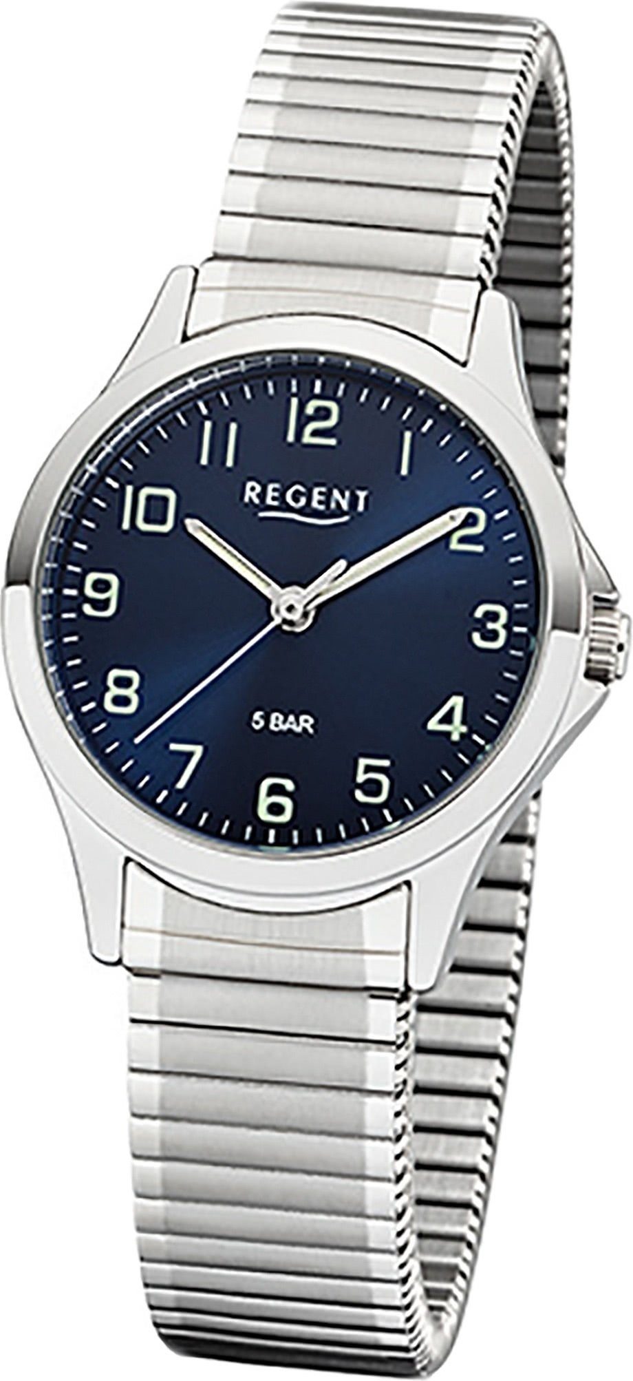 Regent Quarzuhr Regent Metall Damen Uhr 2242416 Analog, Damenuhr Metallarmband silber, rundes Gehäuse, klein (ca. 29mm)