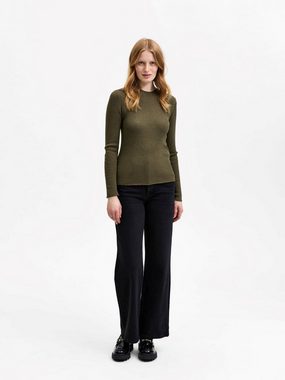 SELECTED FEMME Strickpullover Basic Strickpullover Langarm Stretch Sweater SLFLYDIA 4354 in Khaki