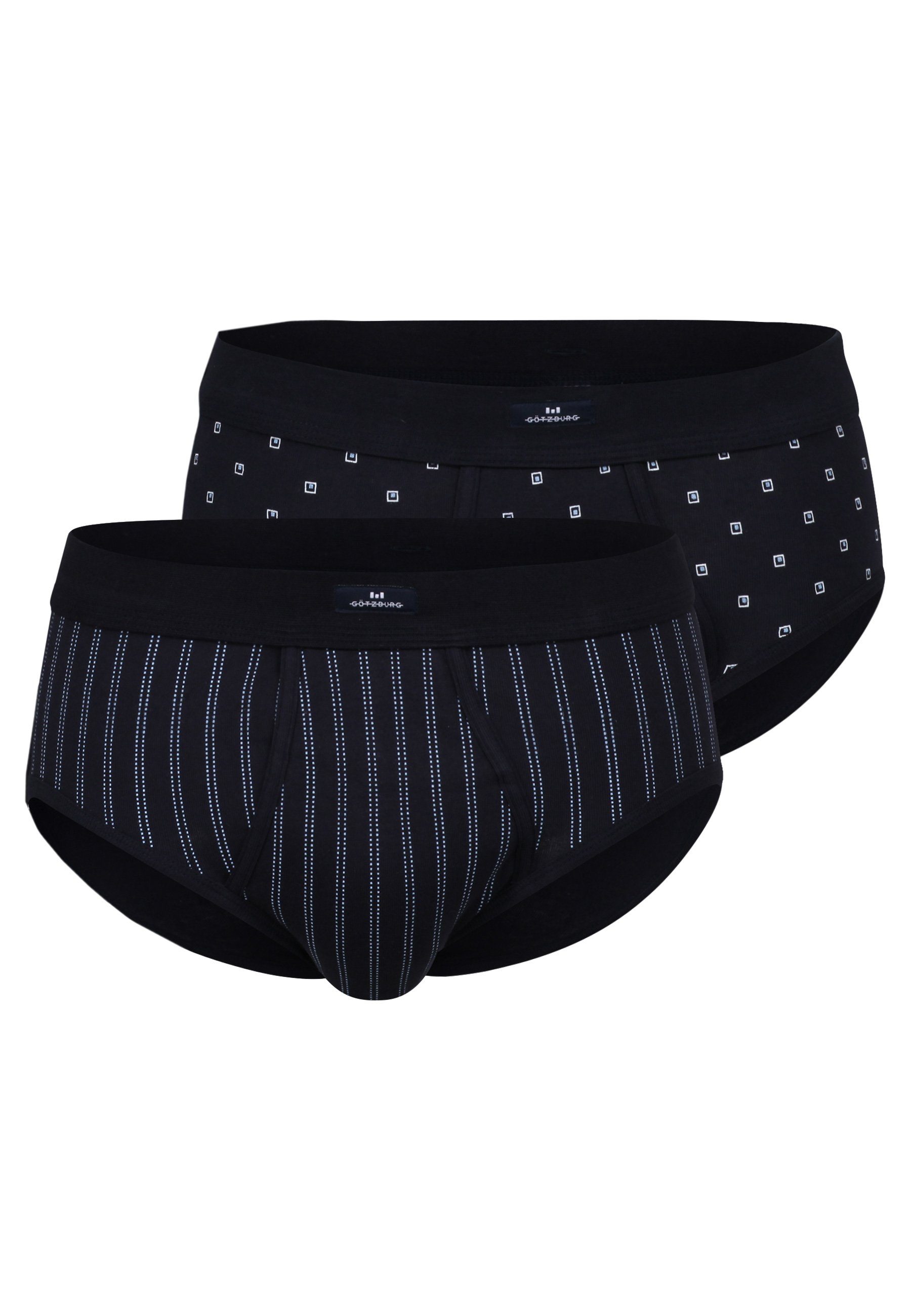 Slip GÖTZBURG Herren Slip blau bedruckt 2er Pack