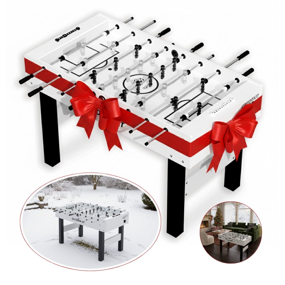 Carromco Kickertisch Outdoor-XT, wasserfester Fußballtisch, Kicker Outdoor/Indoor (Schönes Geschenk für Weihnachten oder zum Geburtstag, Geschenk Idee, 1-tlg., Turniergröße, Tischkicker für draußen und drinnen), witterungs- und UV-beständige Beschichtung, rostfreier Stahl