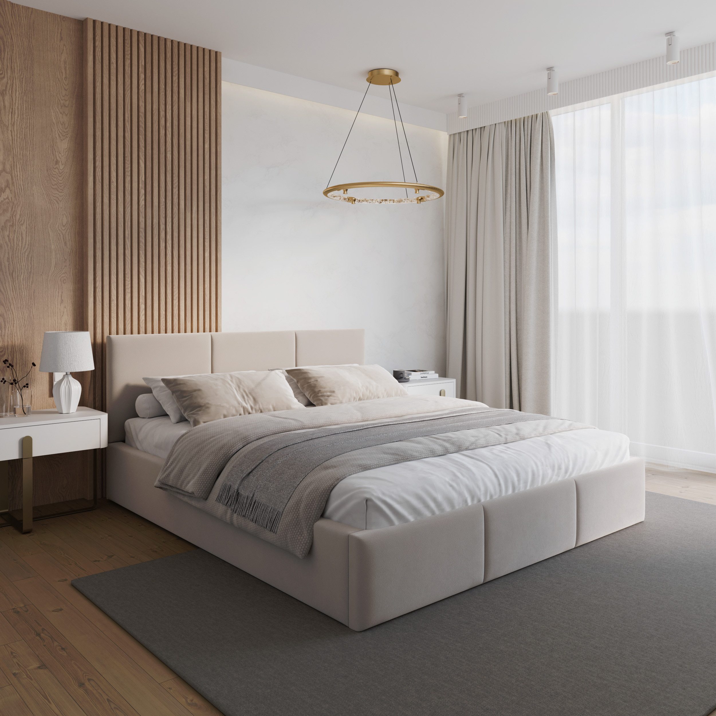 thematys Polsterbett mit Bettkasten & Lattenrost + viel Stauraum 120 – 180x200cm - Samt (Optional mit 23cm Taschenfederkern-Matratze H2 - hydraulisches Stauraumbett)