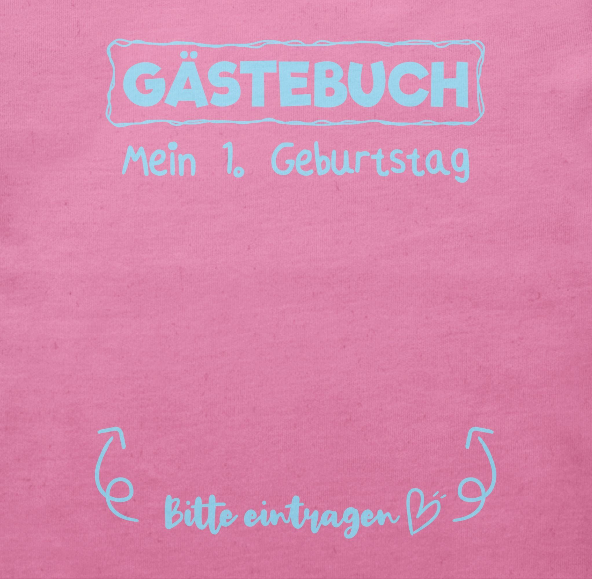 1. Shirtracer Gästebuch T-Shirt Mein Geburtstag erster blau Pink 2 Geburtstag