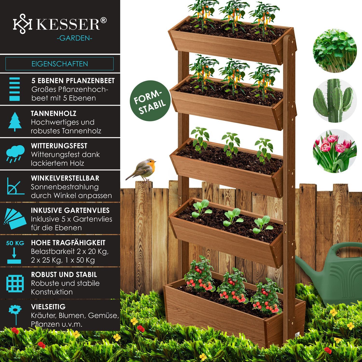 KESSER Hochbeet, Hochbeet mit Etagen Premium Blumenkasten Blumentreppe Pfla günstig online kaufen