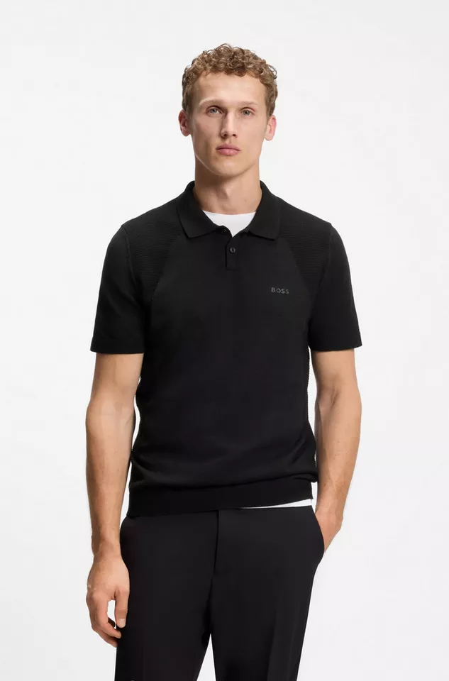 BOSS Green Kurzarmpullover Momentum Lite PS Polokragen, Baumwoll-Mix, Regular Fit