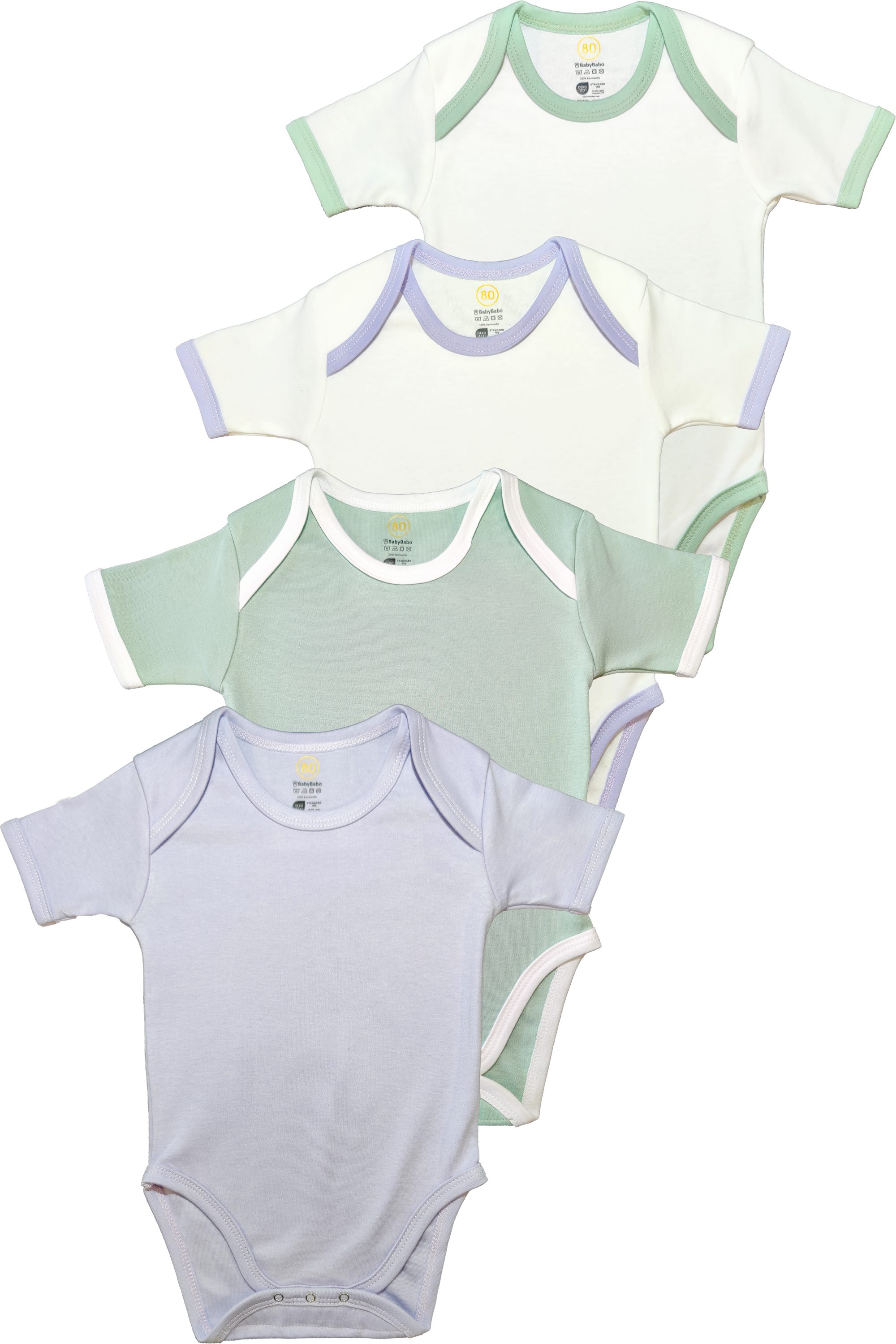 BabyBabo Premium Kurzarmbody Premium Bodys Kurzärmelig (Komfort-Packung, 4-tlg., 4er-Pack) OEKO-TEX zertifiziert
