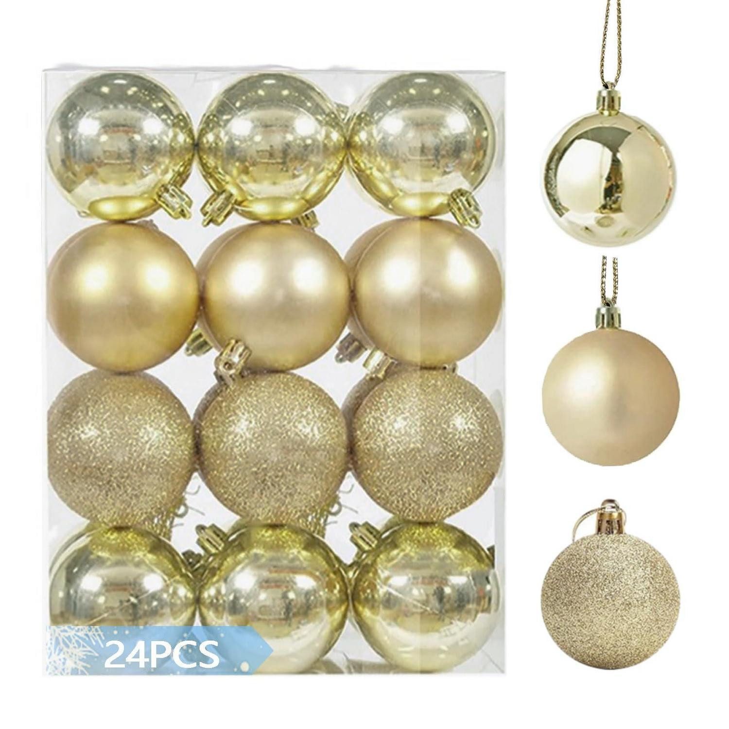 LuxusKollektion Weihnachtsbaumkugel Weihnachtskugeln Set 24 Stck 4cm Champagner (1 St)