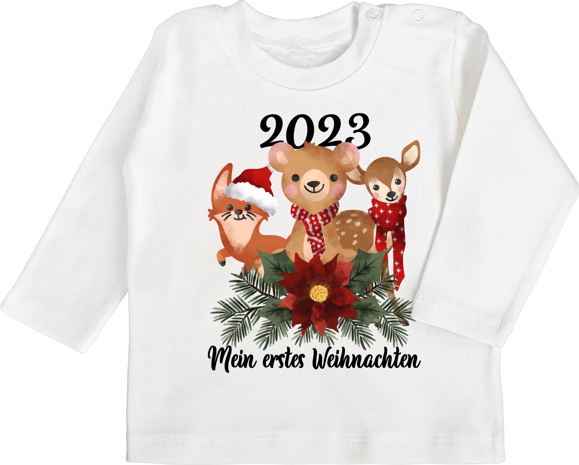 2023 - Weihnachten Kleidung 1 erstes Tieren Shirtracer Baby süßen Weiß T-Shirt mit Weihnachten schwarz Mein